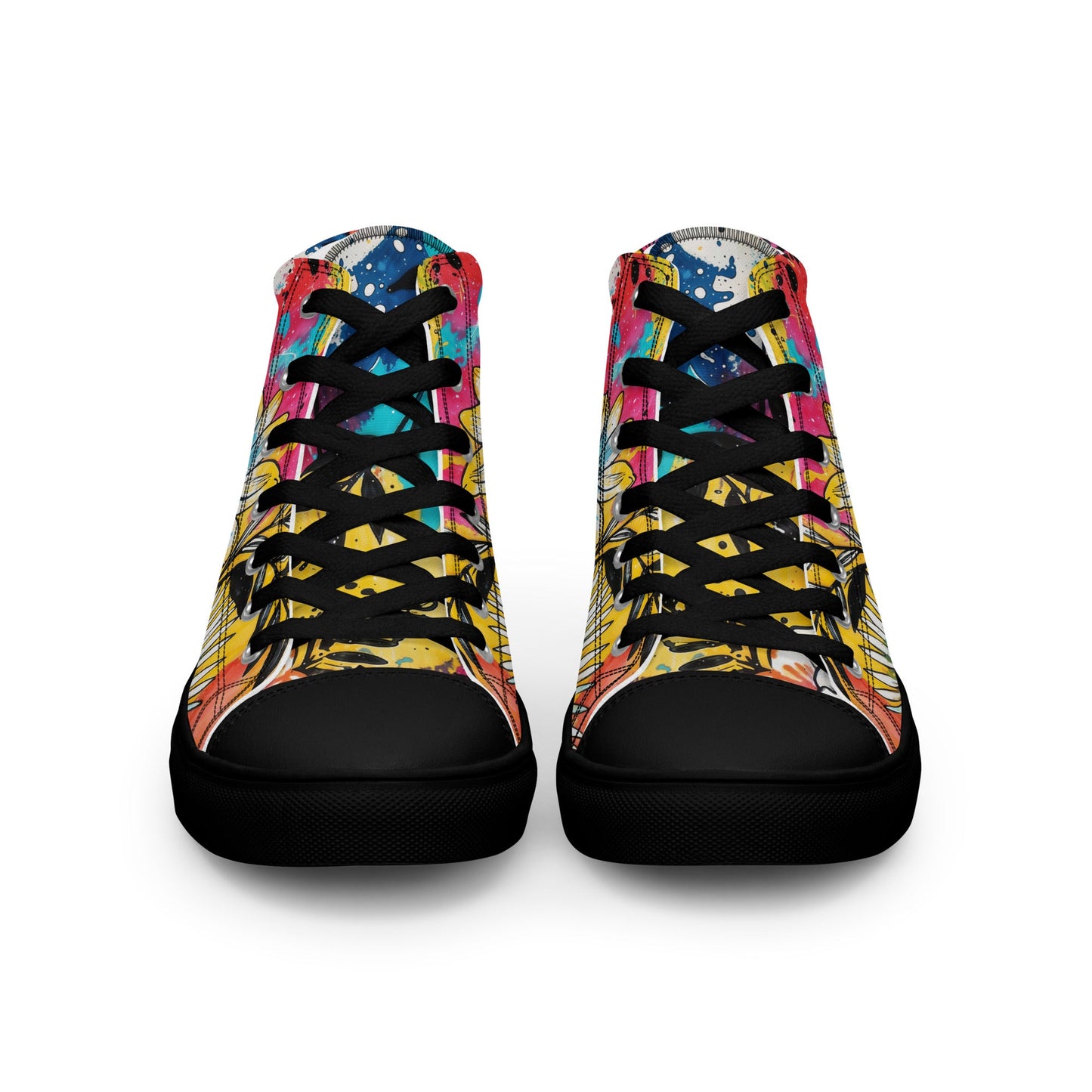 Unisex high top canvas shoes -Floral Pattern - Shoes