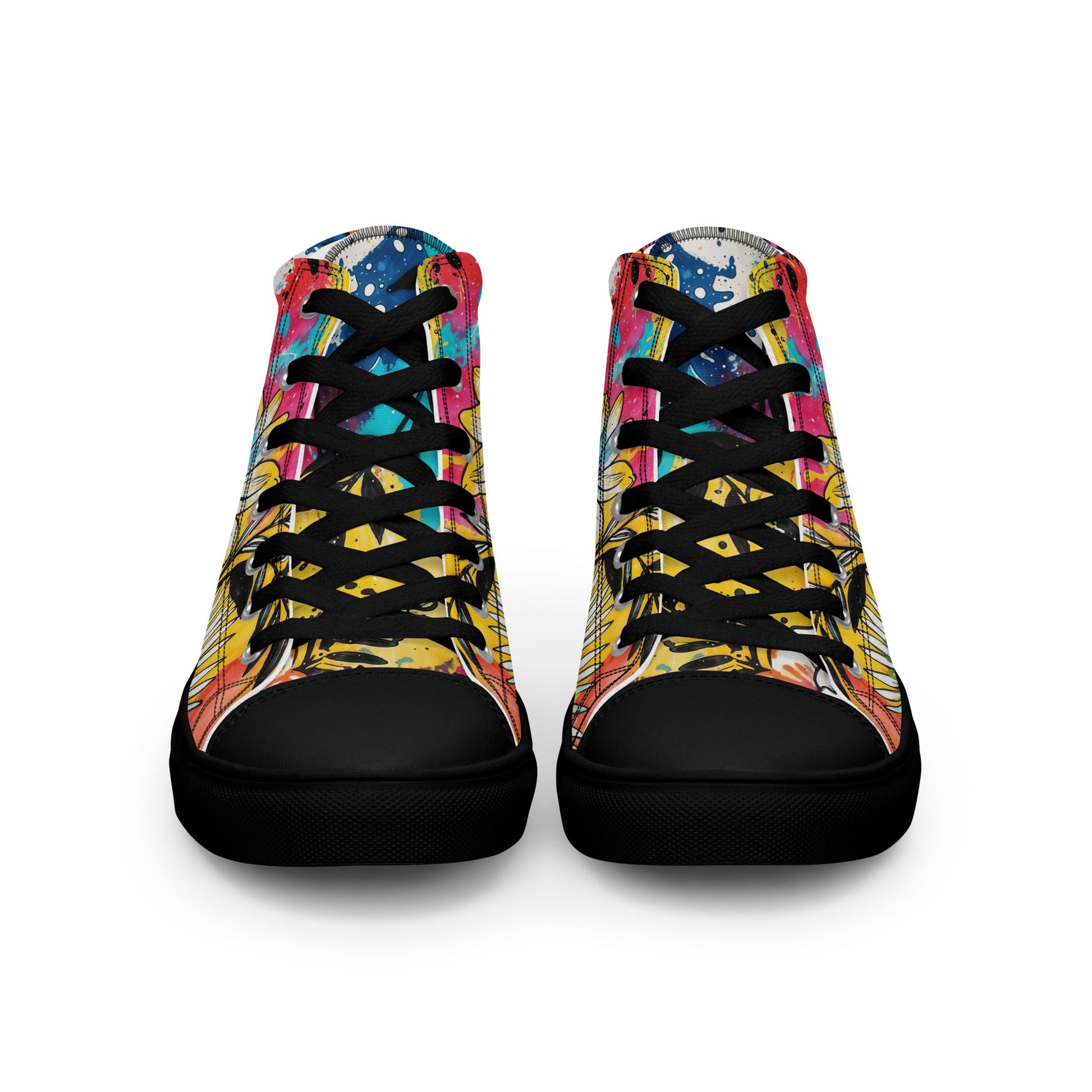 Unisex high top canvas shoes -Floral Pattern - Shoes