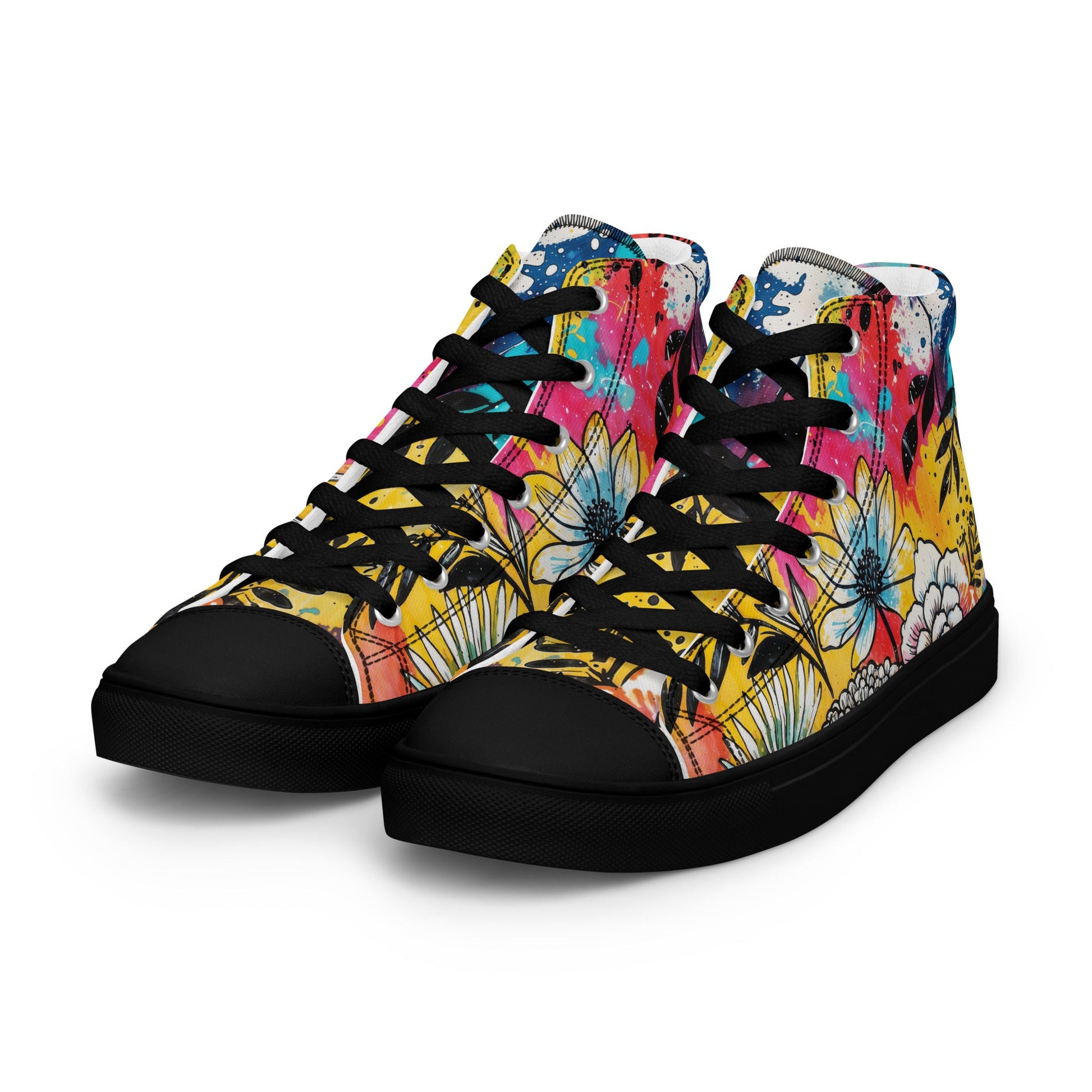 Unisex high top canvas shoes -Floral Pattern - Shoes