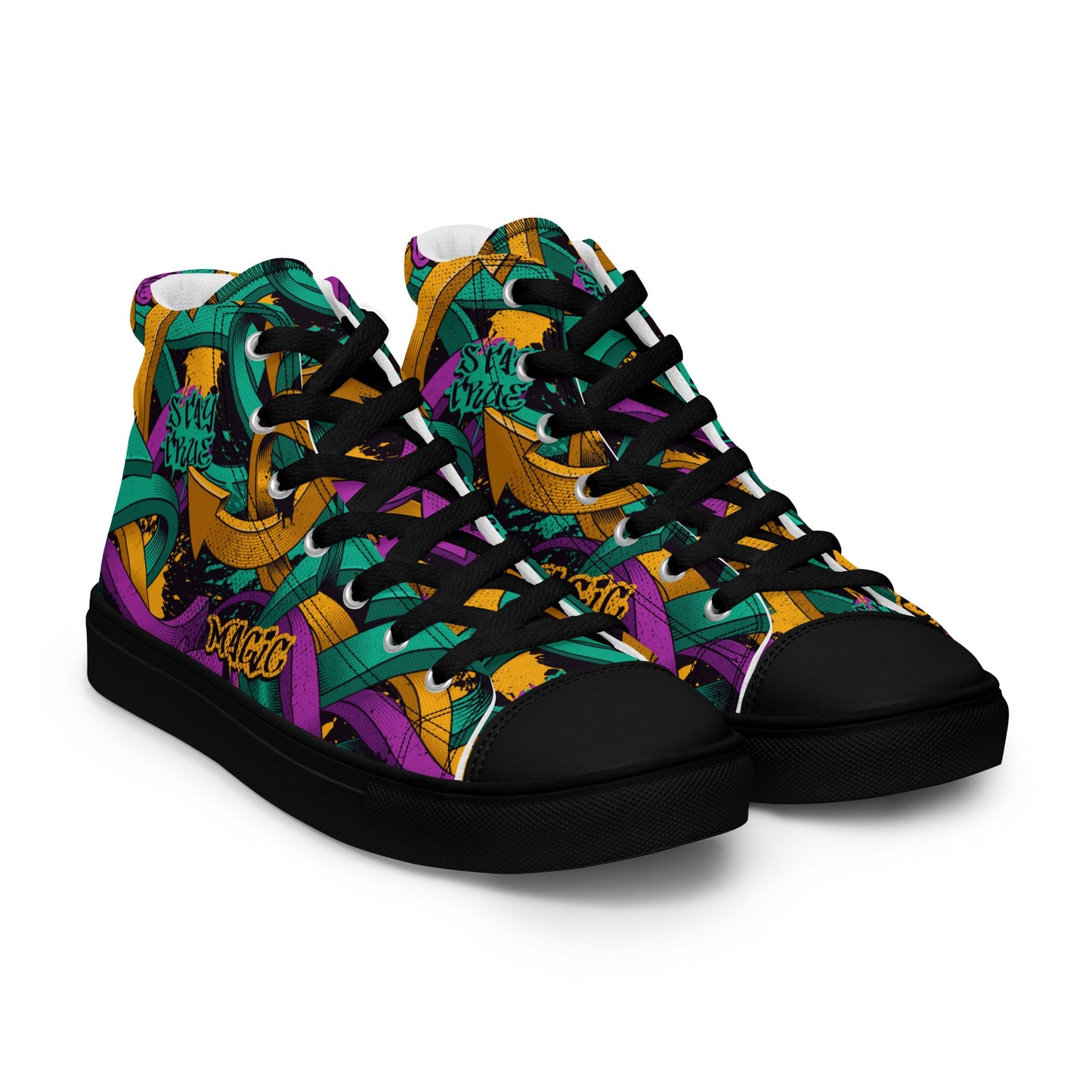 Unisex high top canvas shoes - Grafitti Design - Shoes