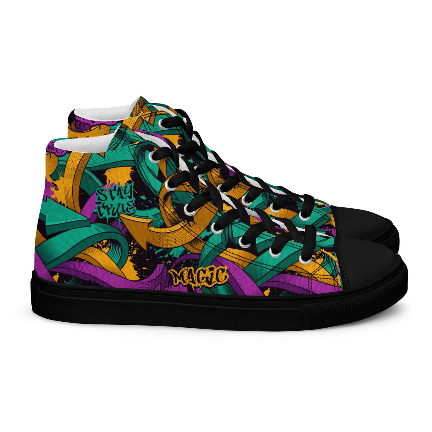 Unisex high top canvas shoes - Grafitti Design - Shoes