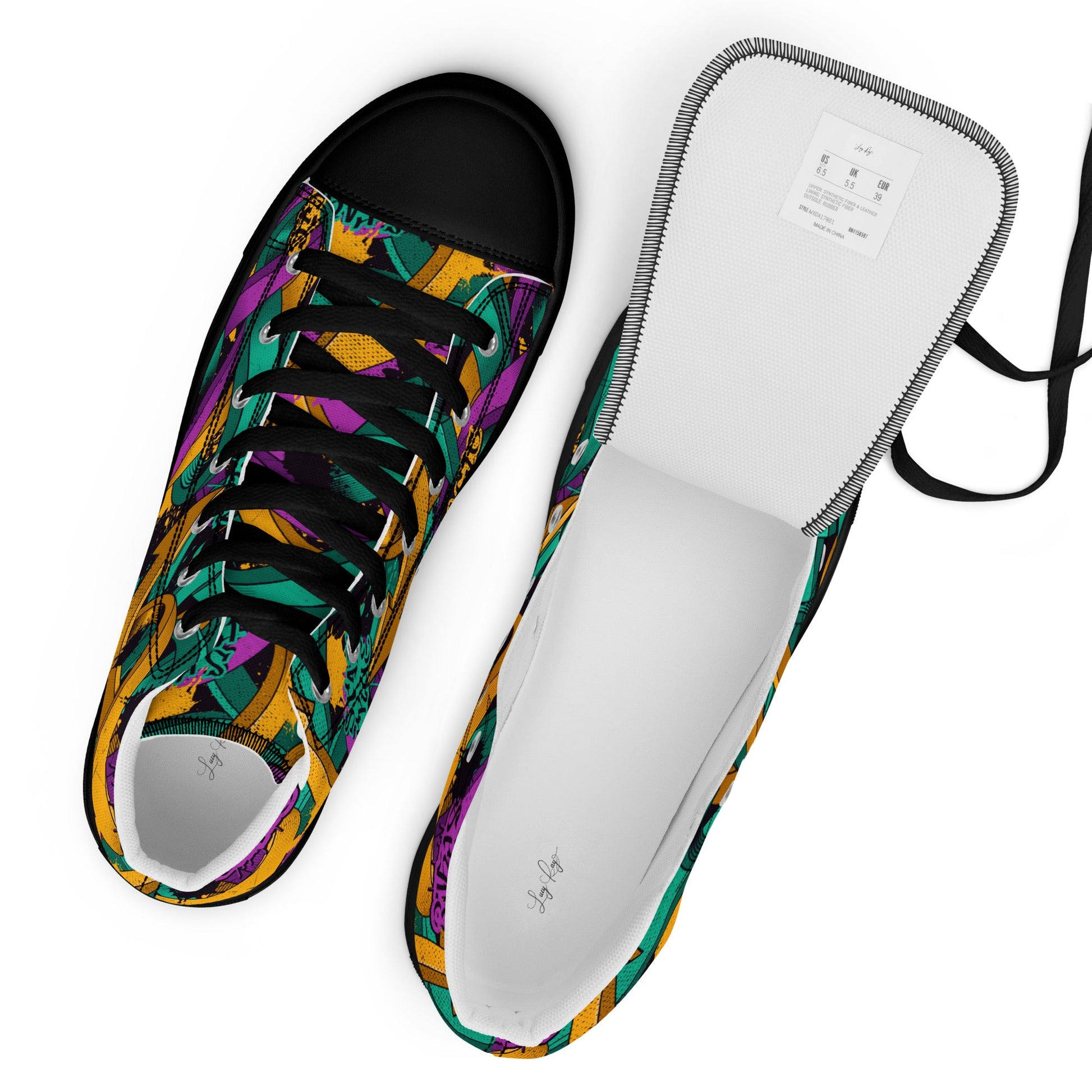 Unisex high top canvas shoes - Grafitti Design - Shoes