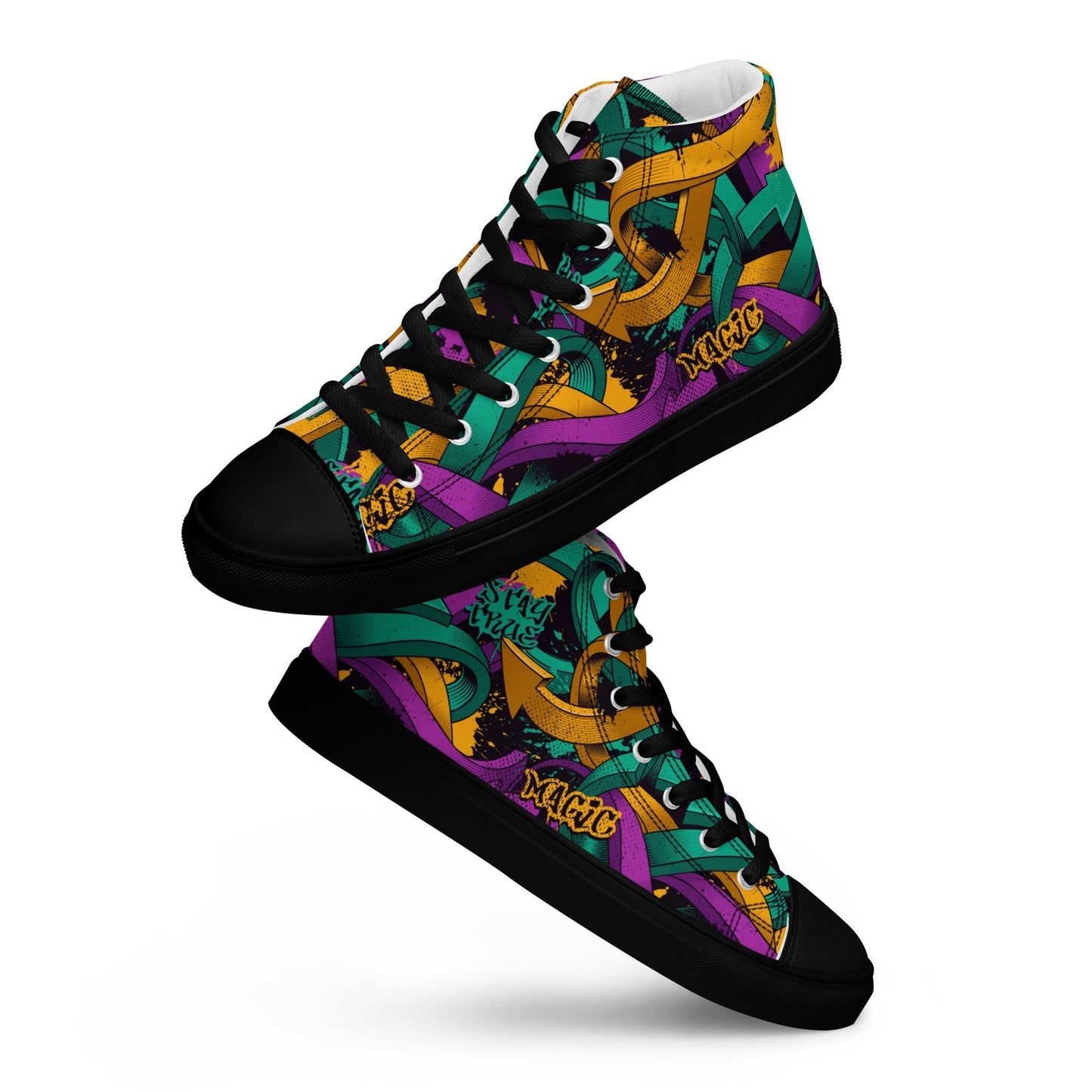 Unisex high top canvas shoes - Grafitti Design - Shoes