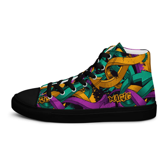 Unisex high top canvas shoes - Grafitti Design - Shoes