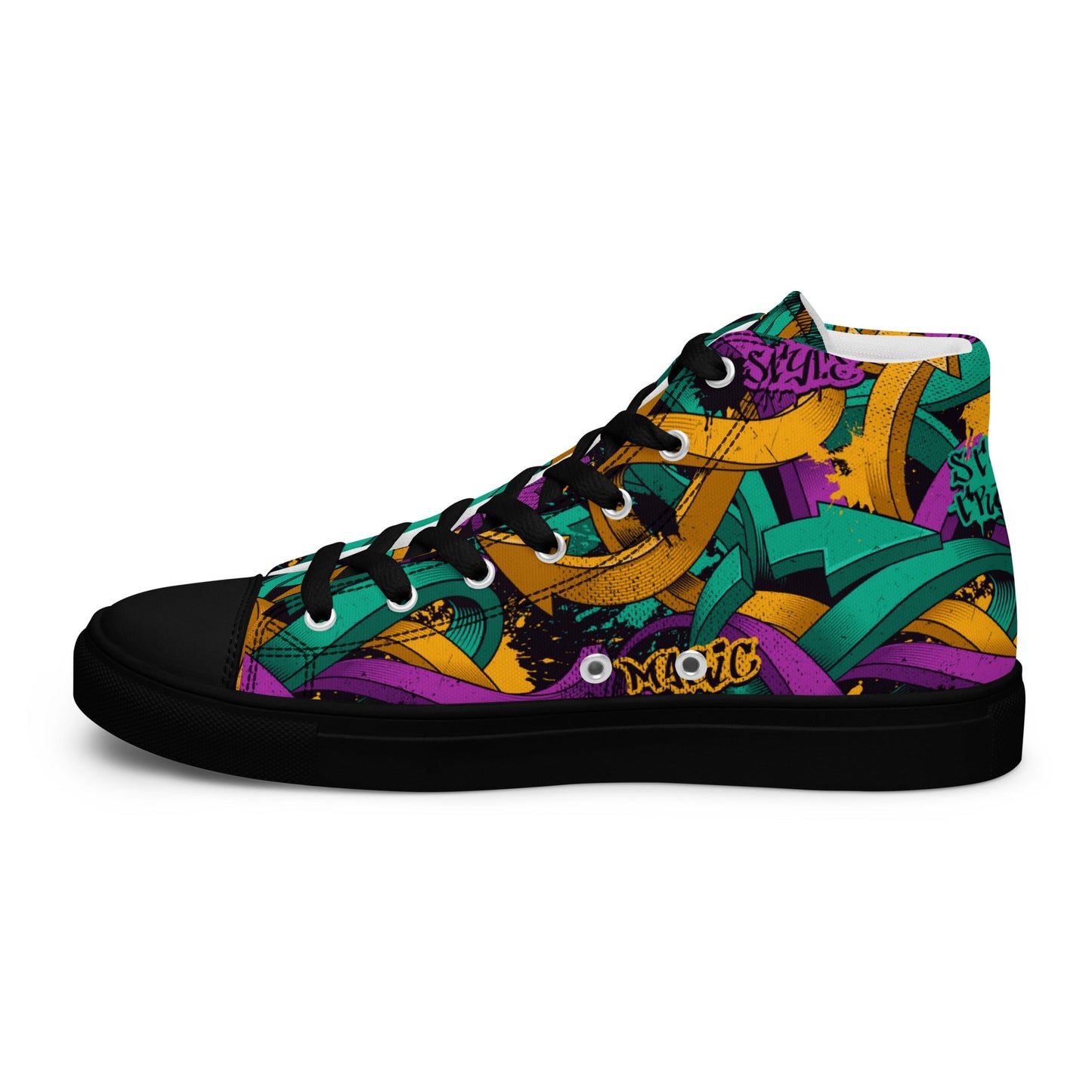 Unisex high top canvas shoes - Grafitti Design - Shoes