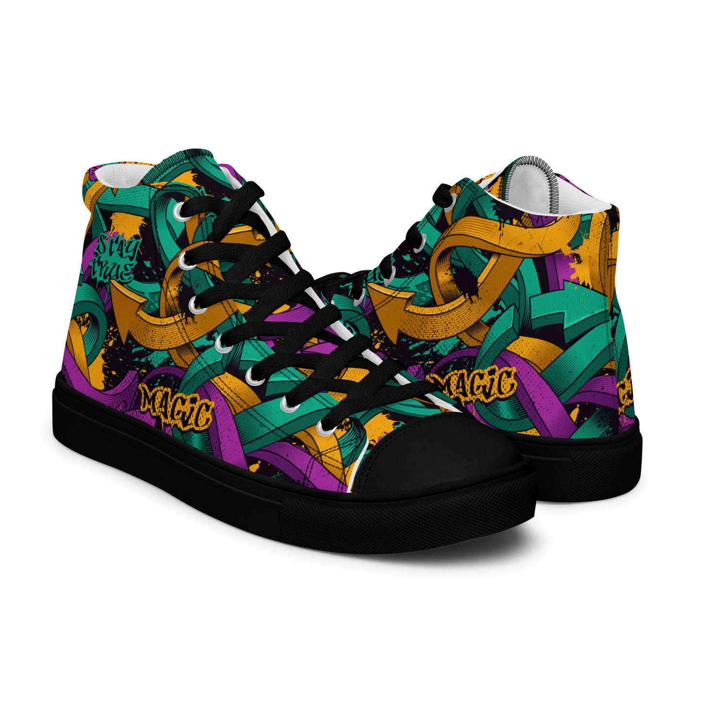 Unisex high top canvas shoes - Grafitti Design - Shoes