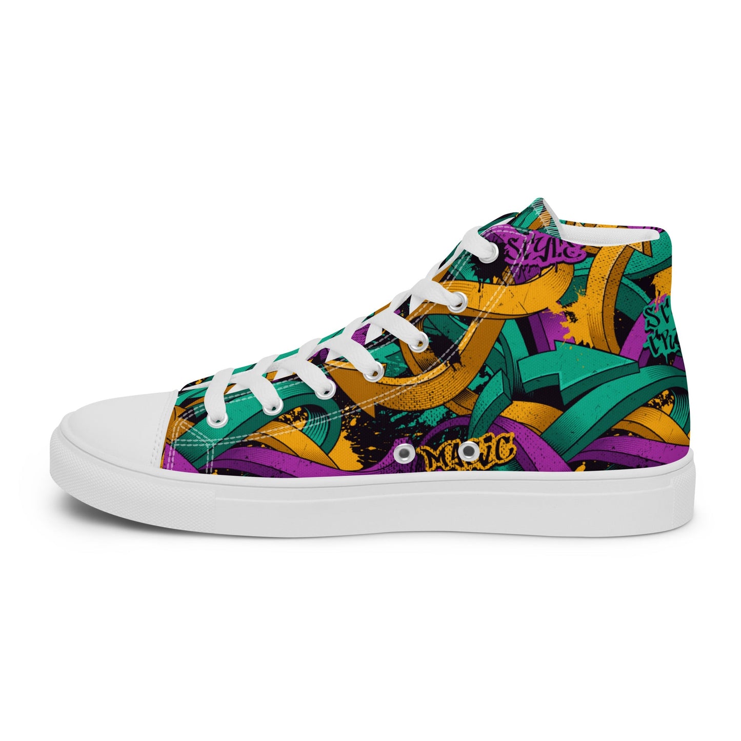 Unisex high top canvas shoes - Grafitti Design - Shoes