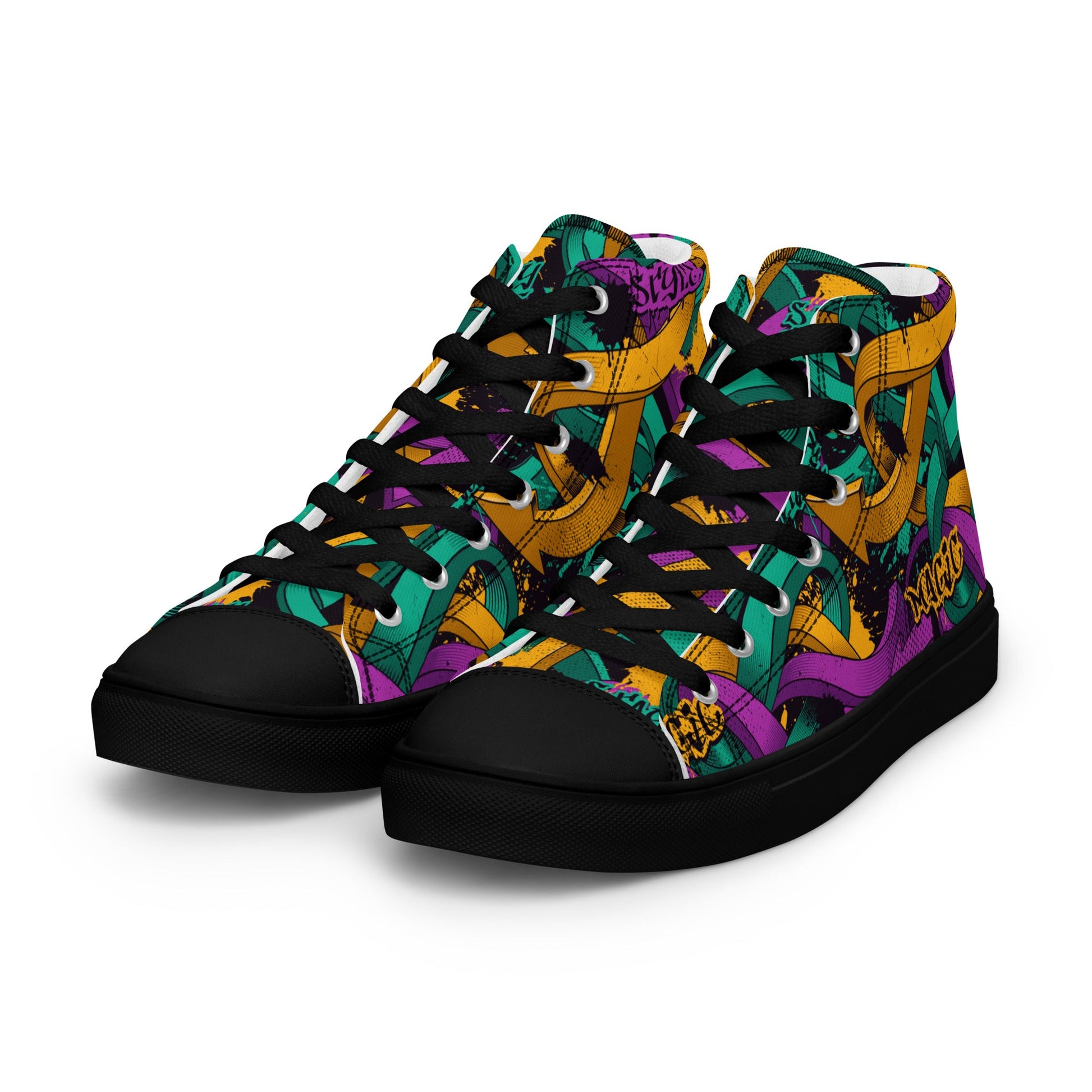Unisex high top canvas shoes - Grafitti Design - Shoes