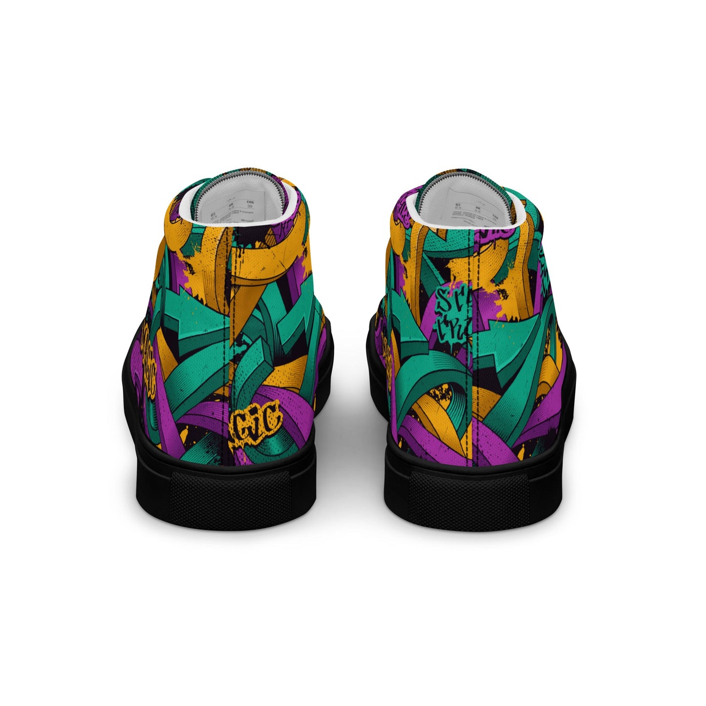 Unisex high top canvas shoes - Grafitti Design - Shoes
