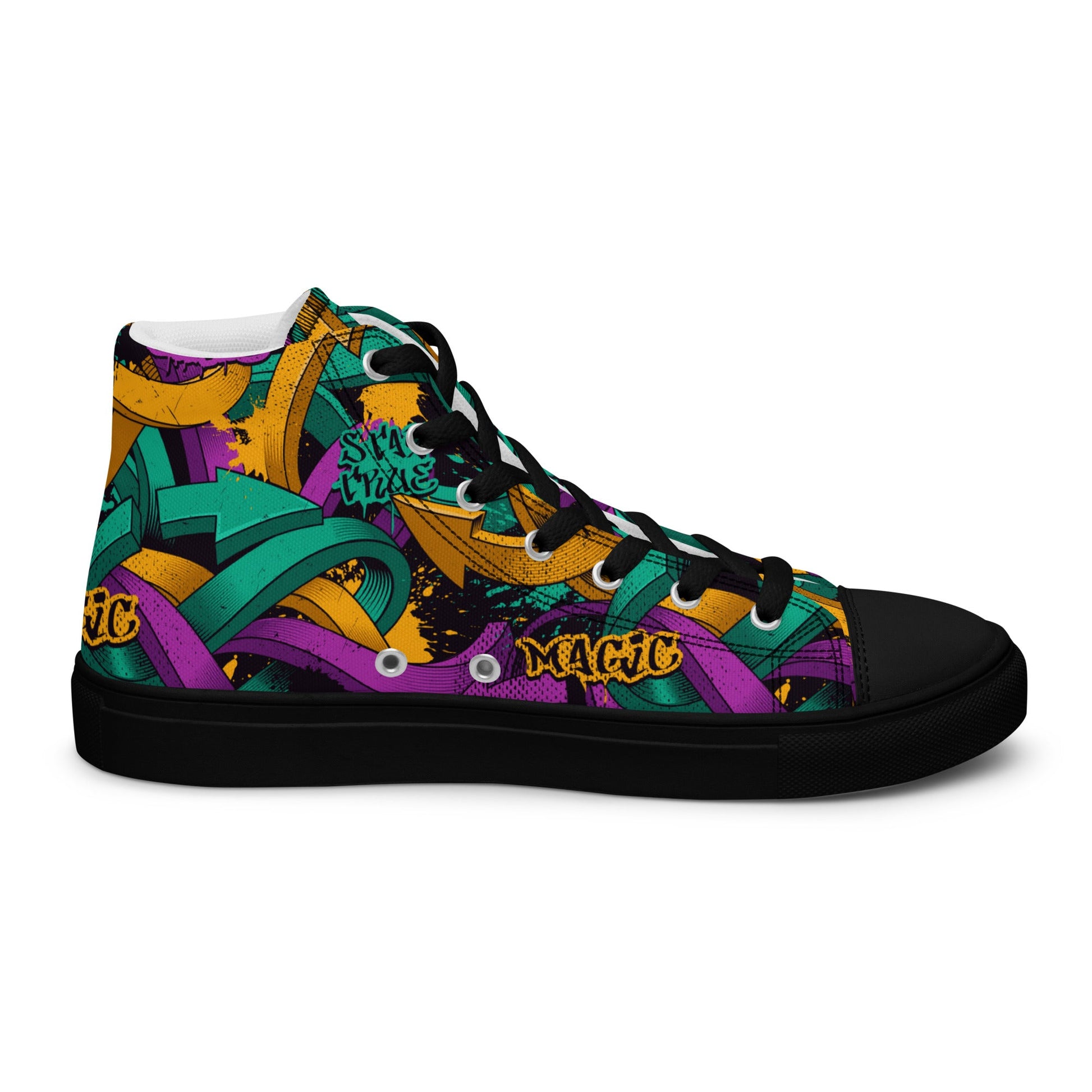 Unisex high top canvas shoes - Grafitti Design - Shoes