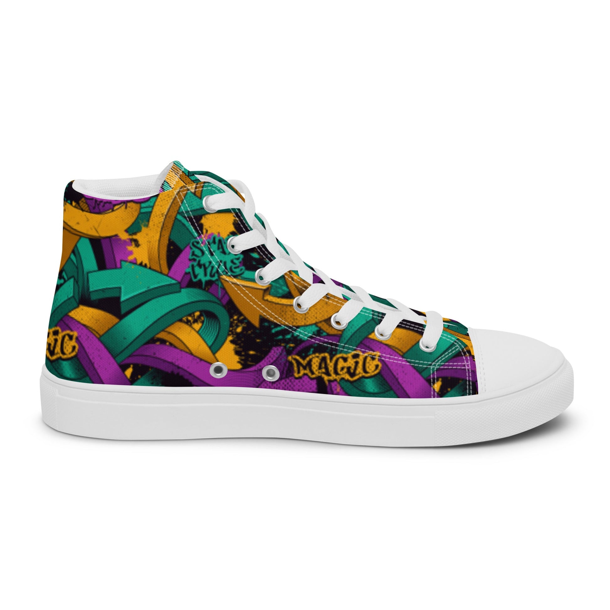 Unisex high top canvas shoes - Grafitti Design - Shoes