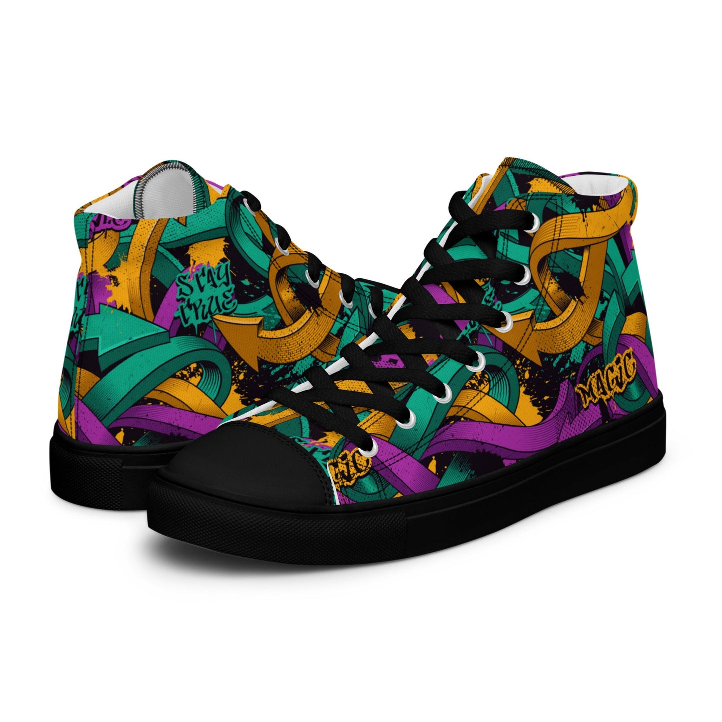 Unisex high top canvas shoes - Grafitti Design - Shoes