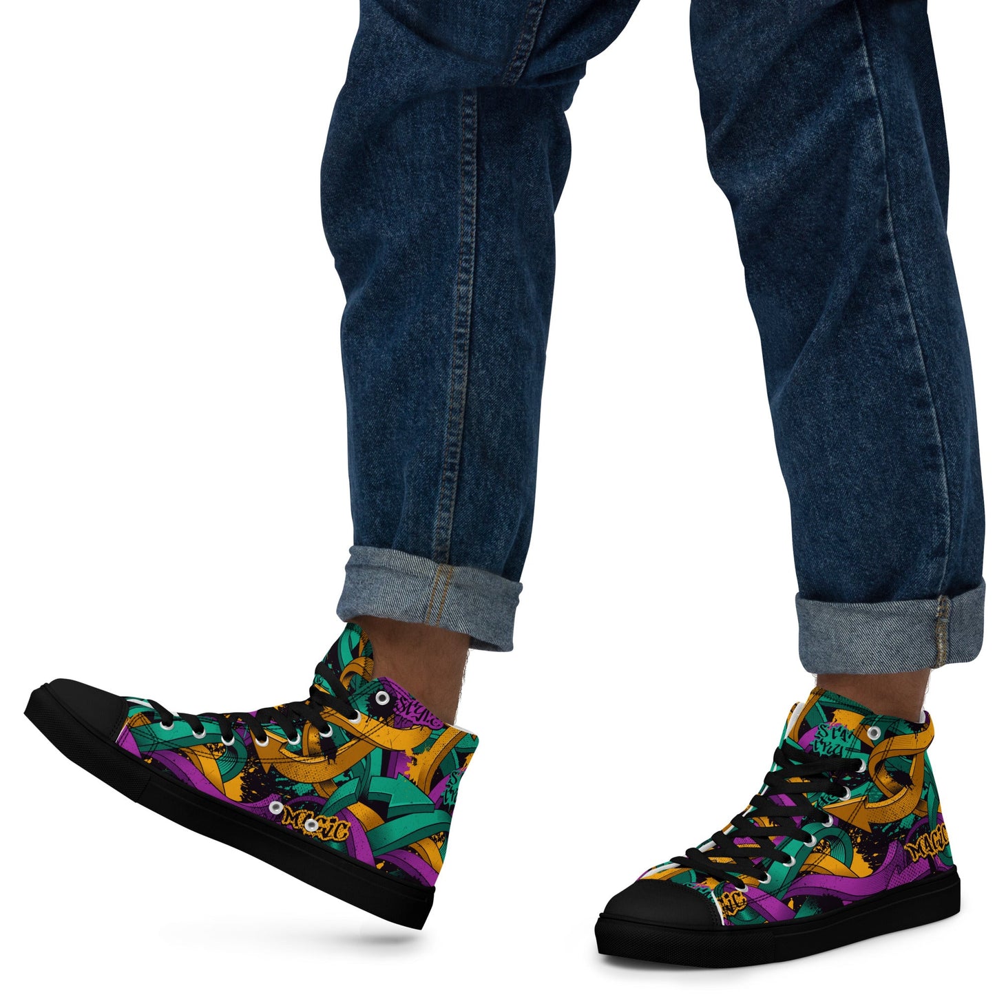 Unisex high top canvas shoes - Grafitti Design - Shoes