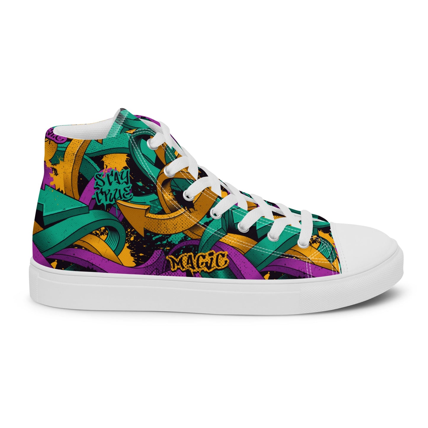 Unisex high top canvas shoes - Grafitti Design - White / 5 - Shoes