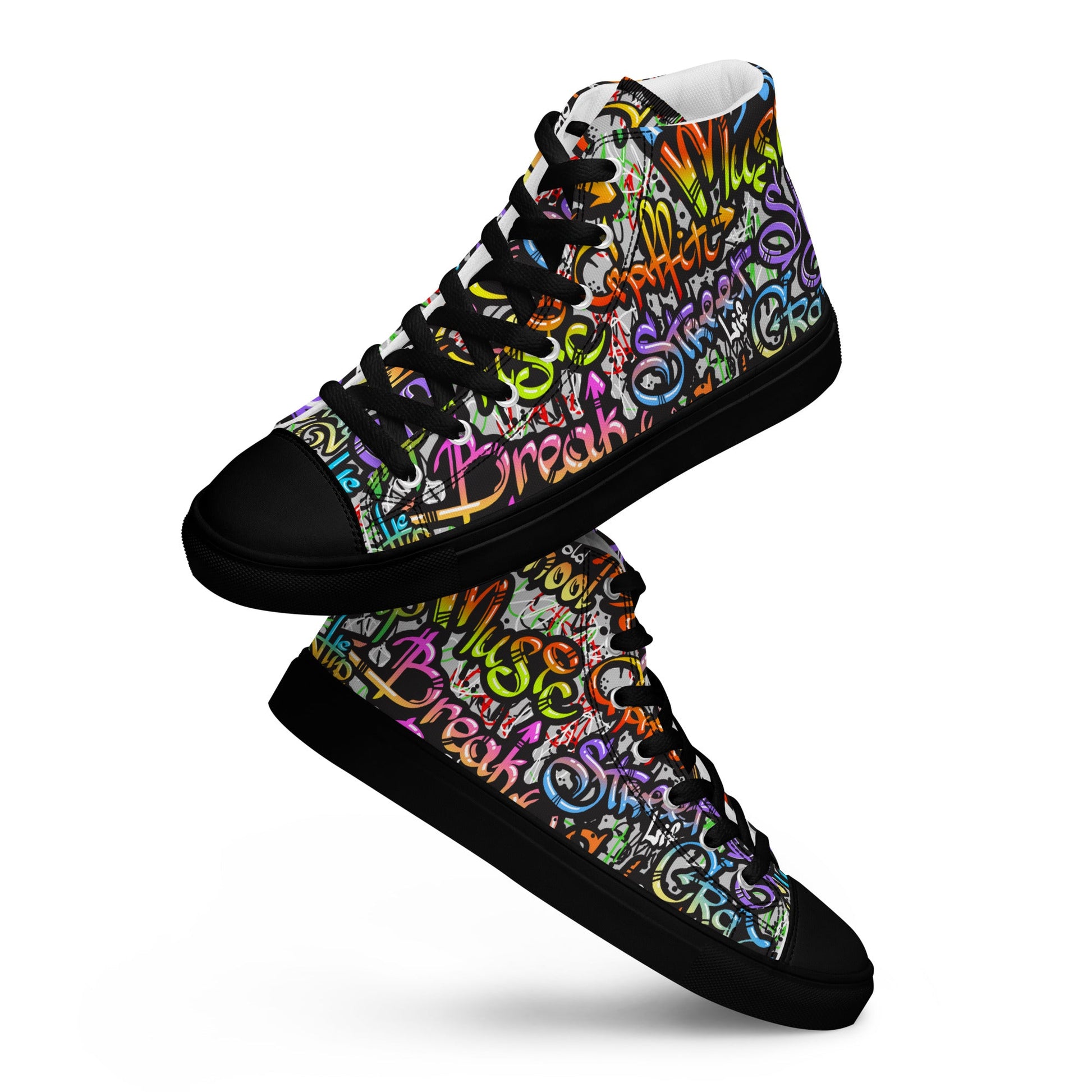 Unisex high top canvas shoes- Grafitti Style - Shoes