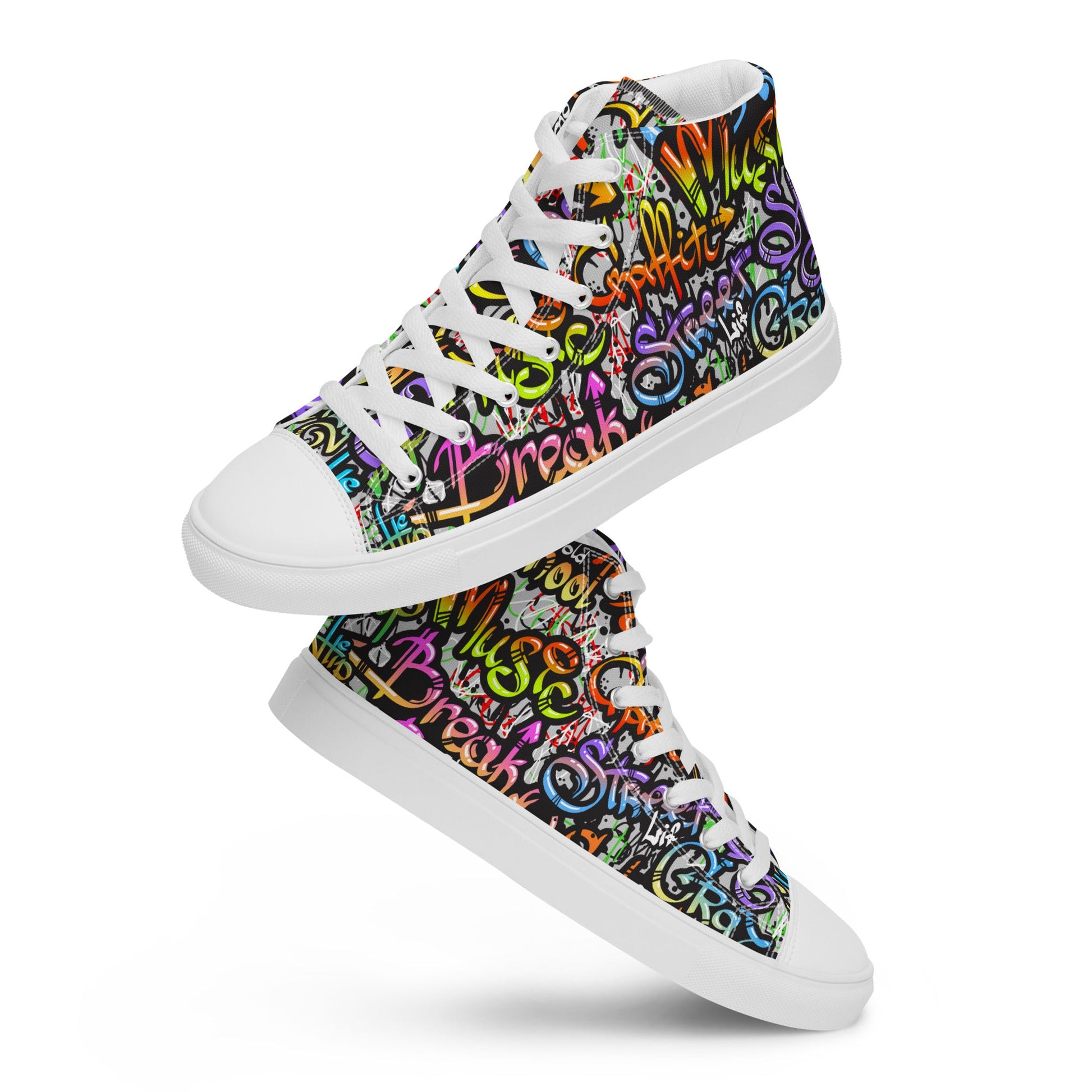 Unisex high top canvas shoes- Grafitti Style - Shoes