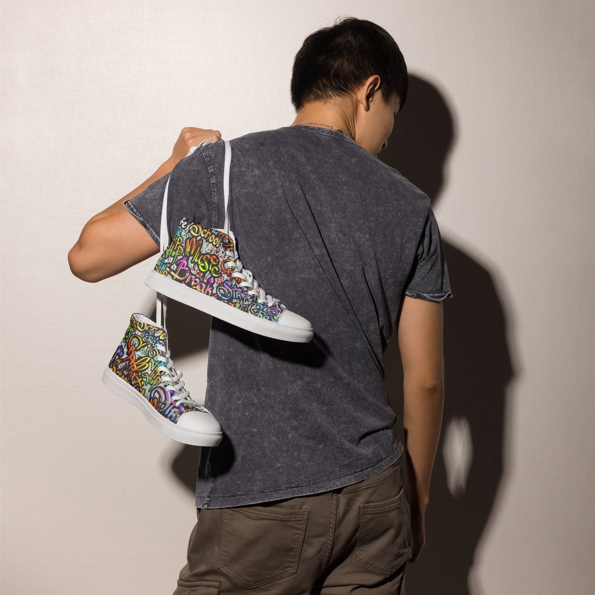 Unisex high top canvas shoes- Grafitti Style - Shoes