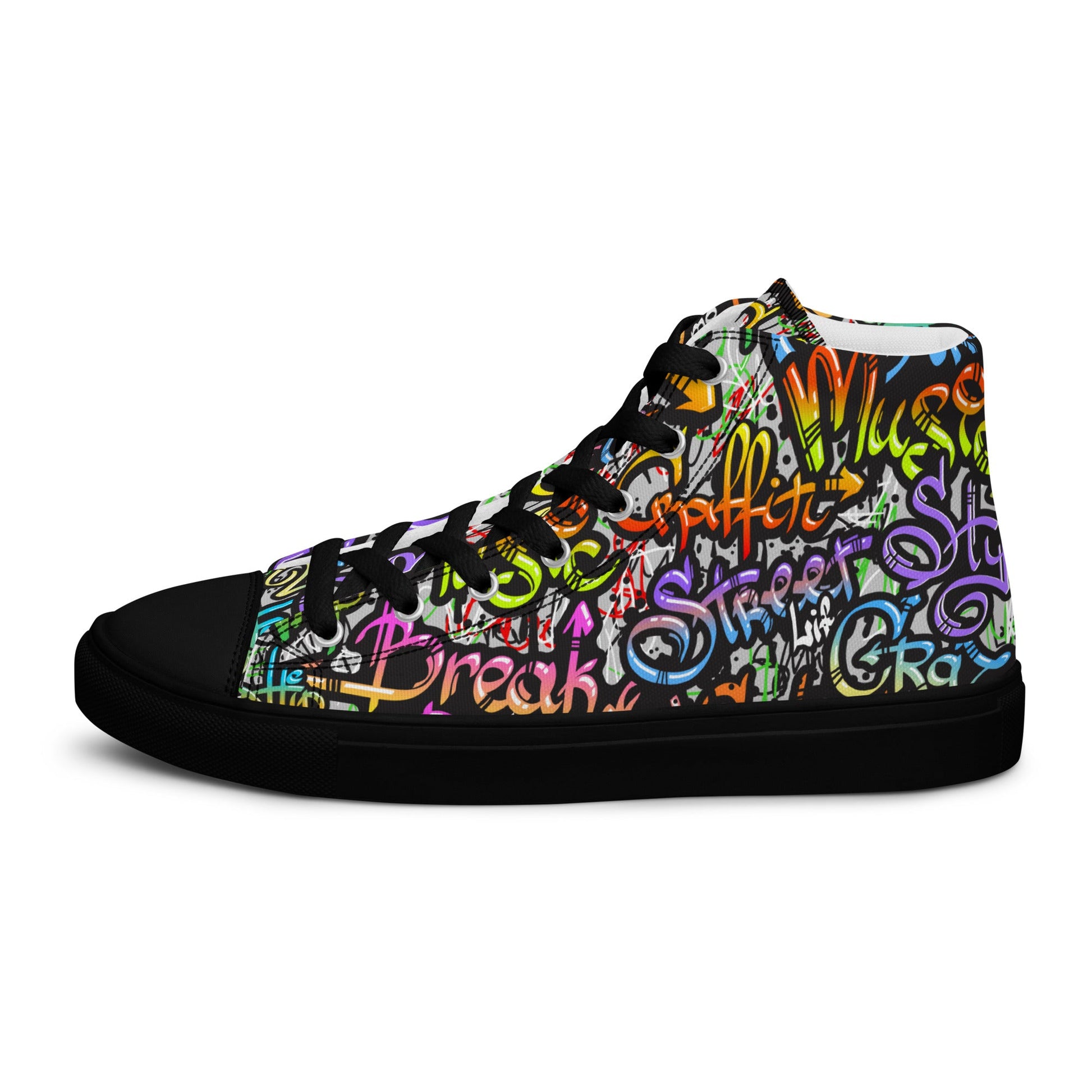 Unisex high top canvas shoes- Grafitti Style - Shoes