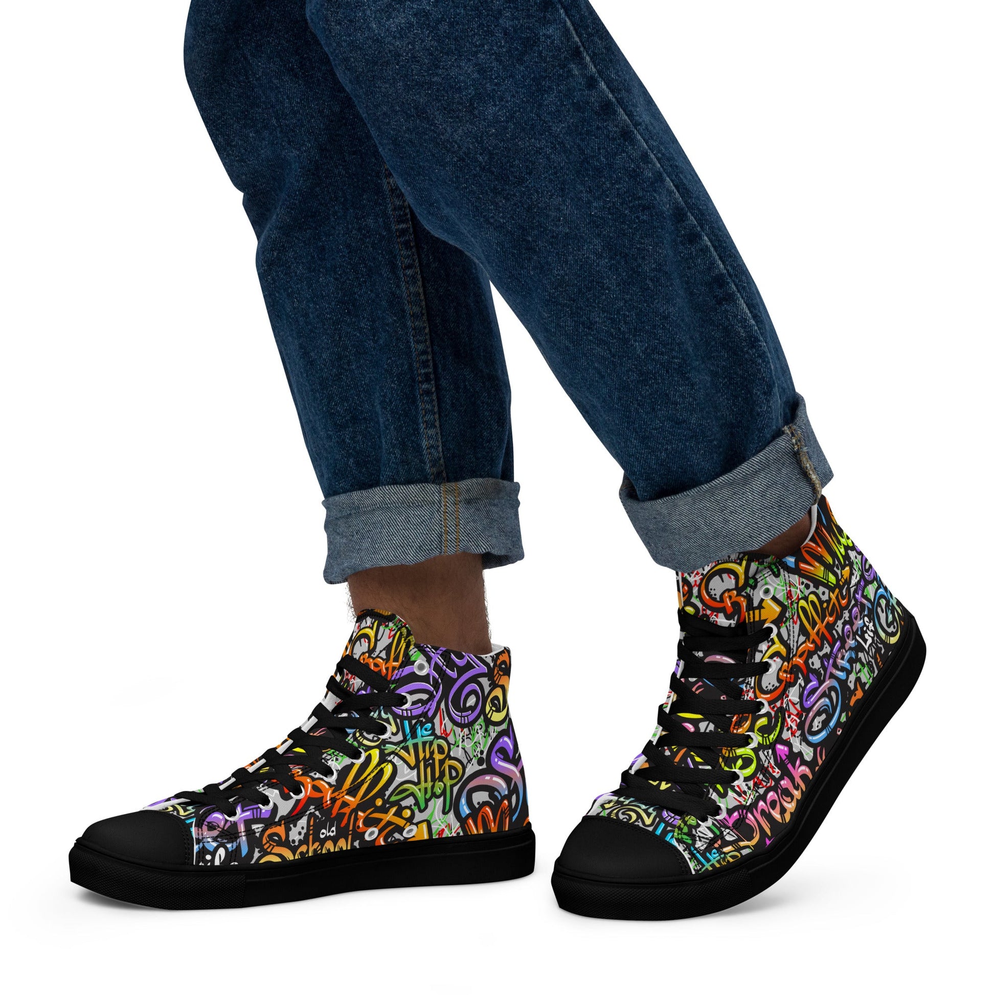 Unisex high top canvas shoes- Grafitti Style - Shoes