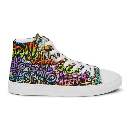 Unisex high top canvas shoes- Grafitti Style - Shoes