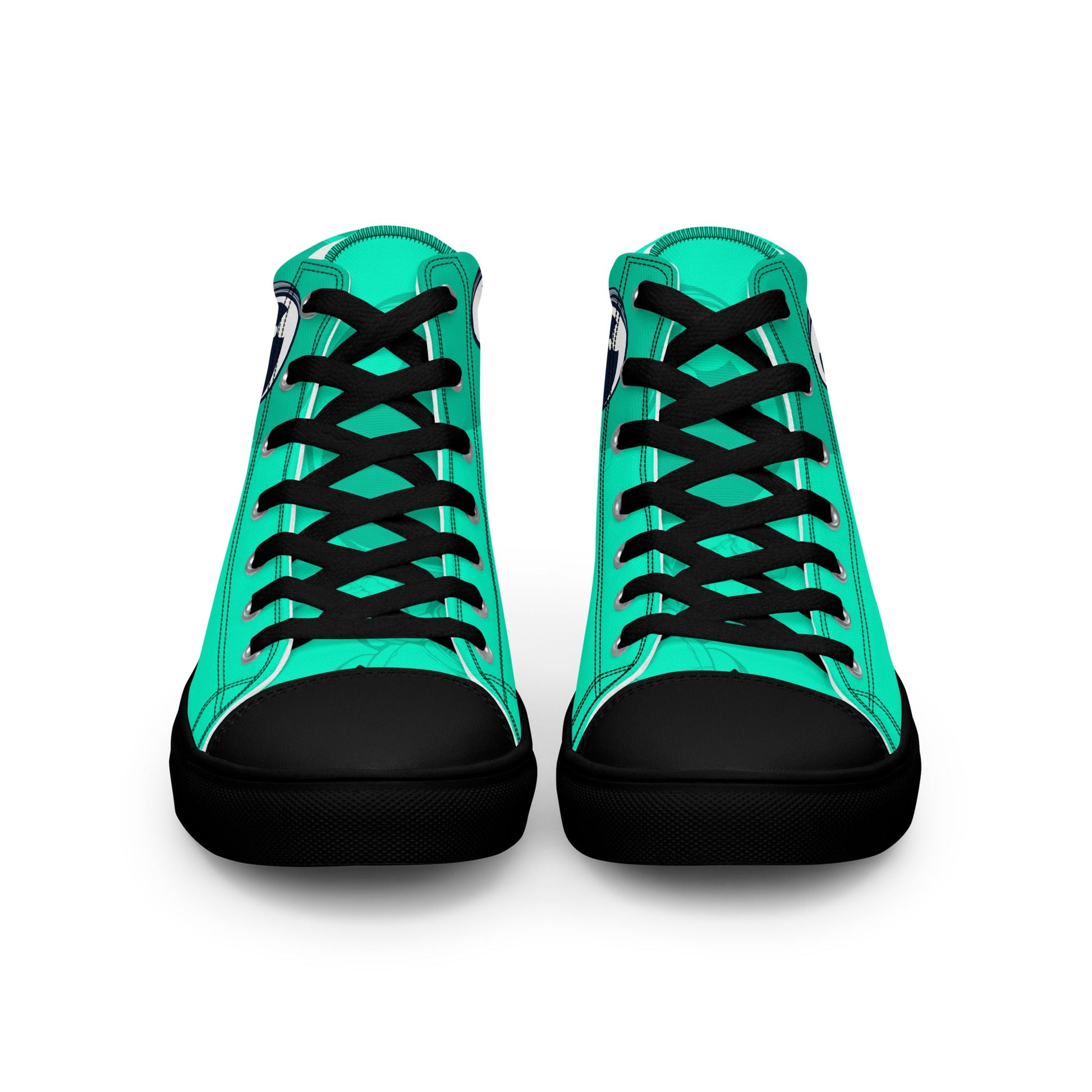 Unisex high top canvas shoes- Green Astronaut - Shoes