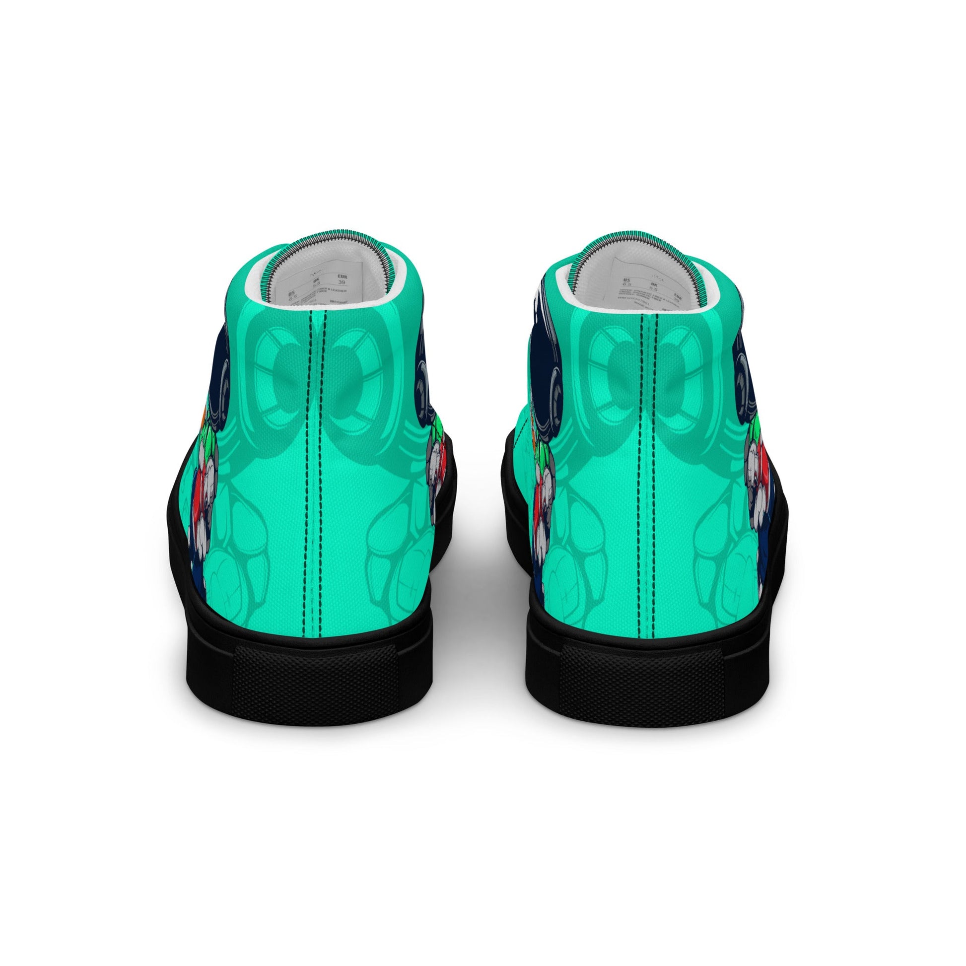 Unisex high top canvas shoes- Green Astronaut - Shoes