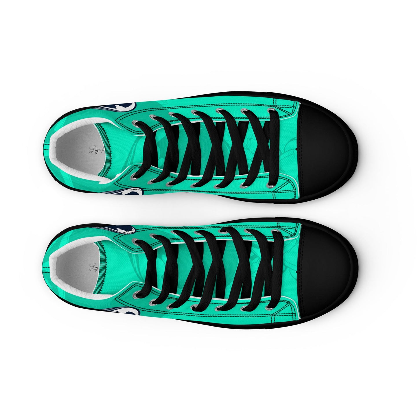 Unisex high top canvas shoes- Green Astronaut - Shoes