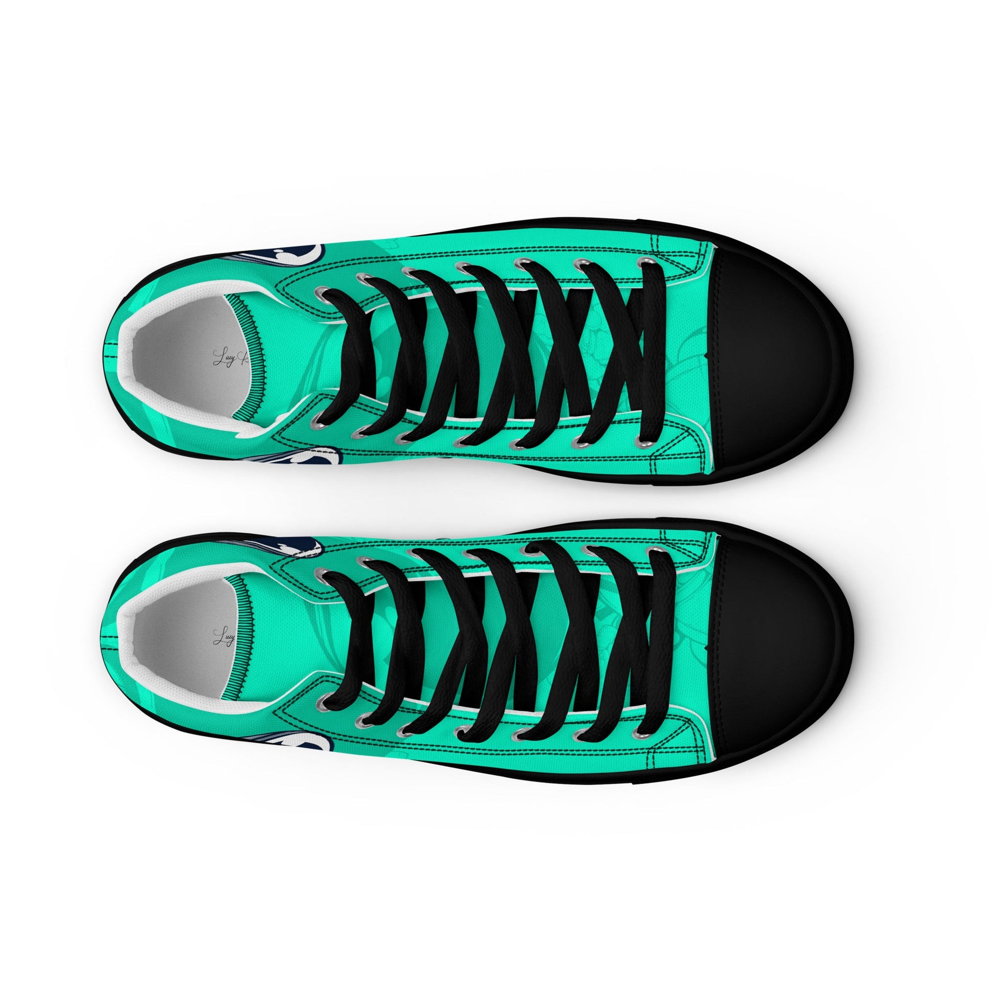 Unisex high top canvas shoes- Green Astronaut - Shoes