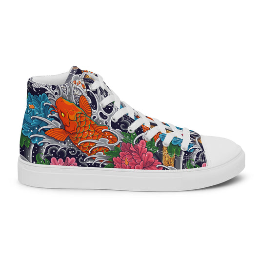 Unisex high top canvas shoes - Koi Fish - Shoes