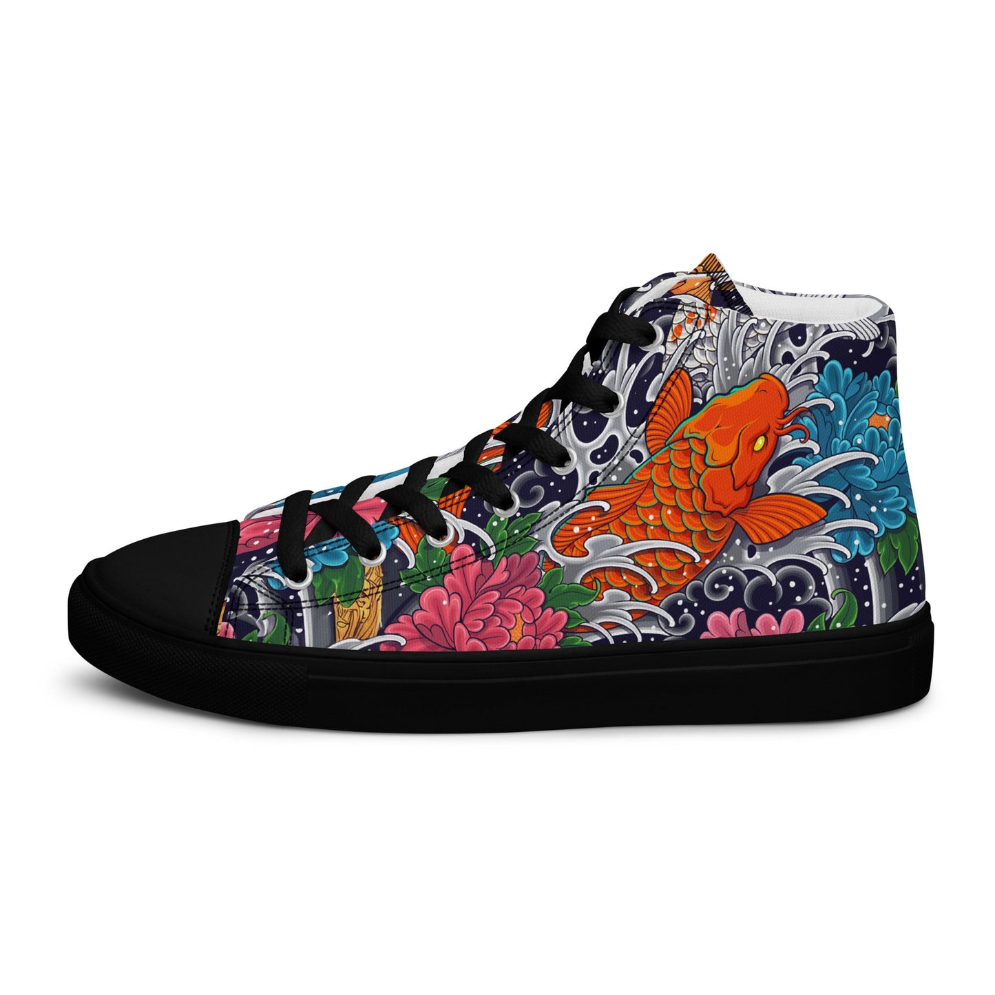 Unisex high top canvas shoes - Koi Fish - Shoes