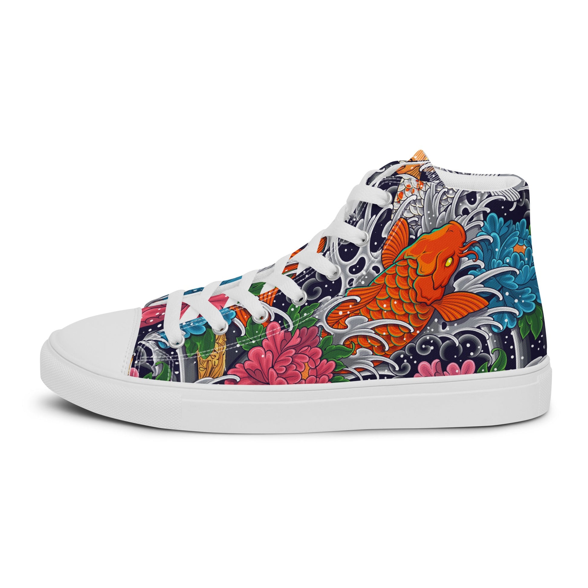 Unisex high top canvas shoes - Koi Fish - Shoes