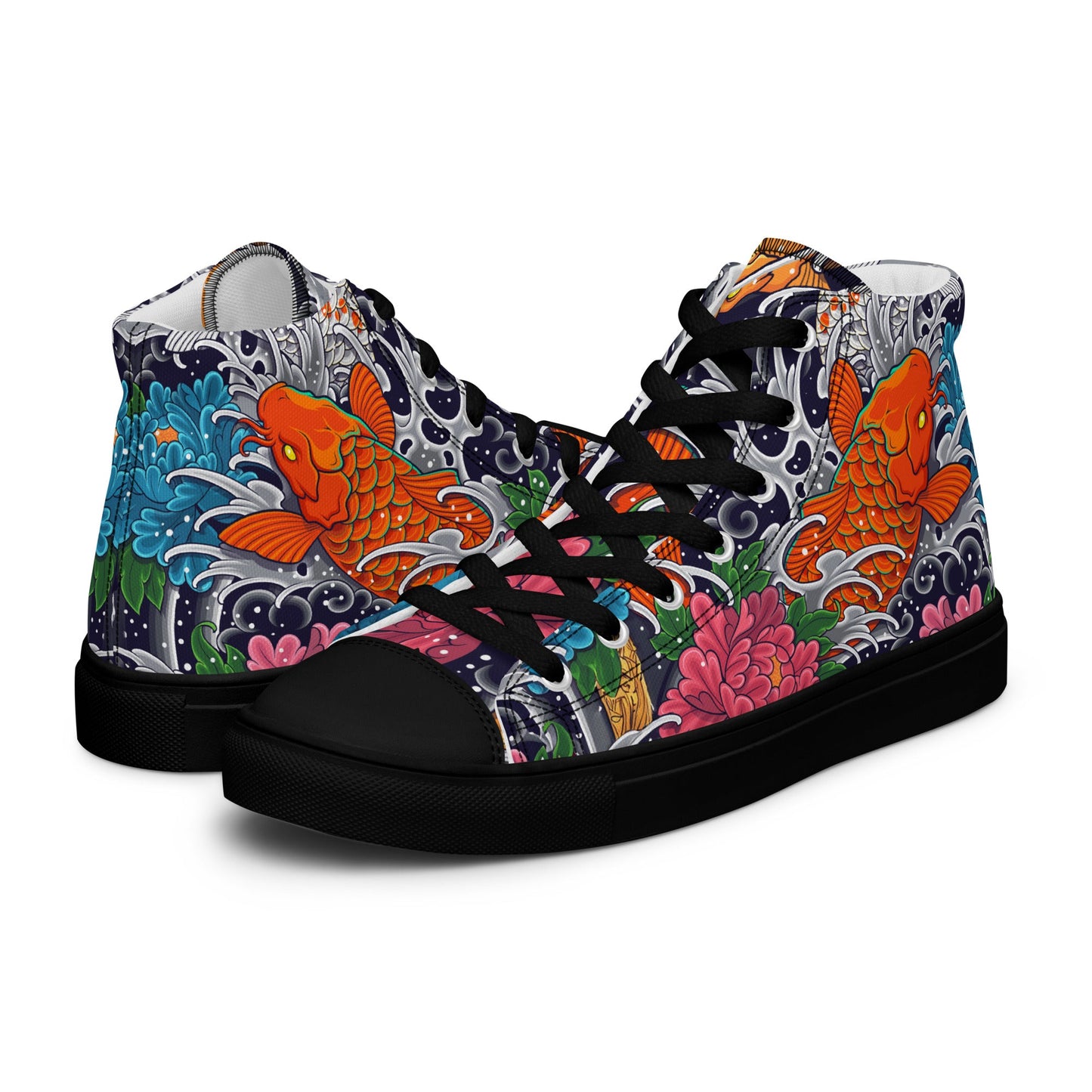 Unisex high top canvas shoes - Koi Fish - Shoes