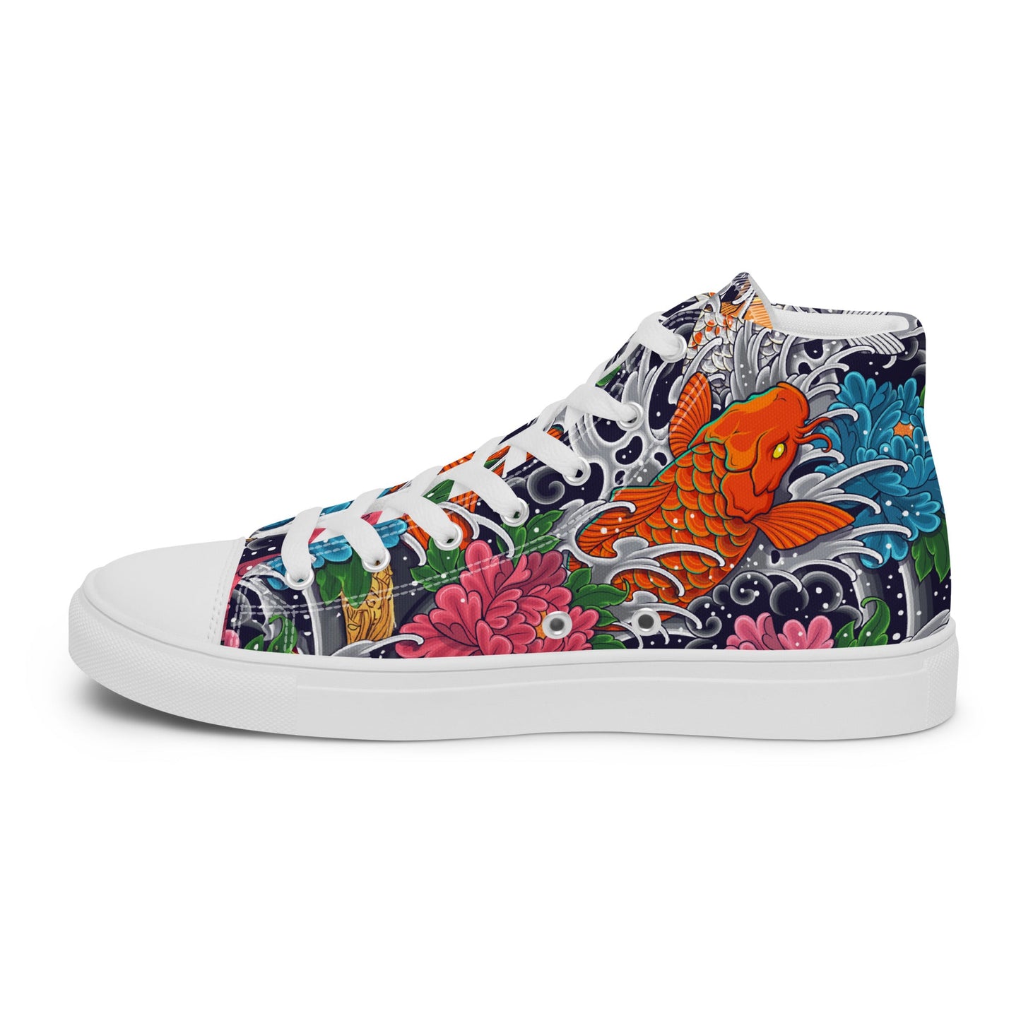 Unisex high top canvas shoes - Koi Fish - Shoes