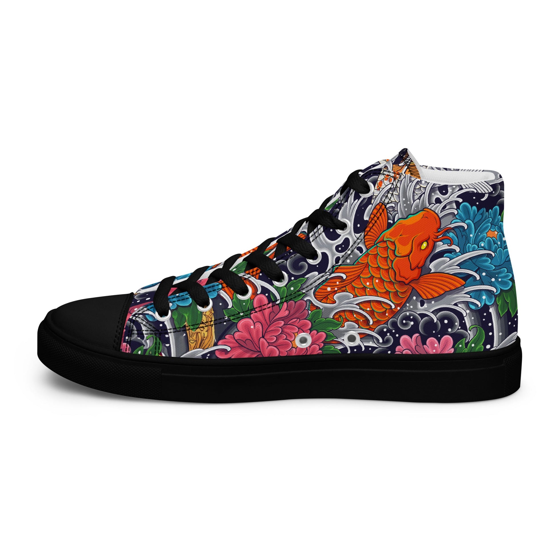 Unisex high top canvas shoes - Koi Fish - Shoes
