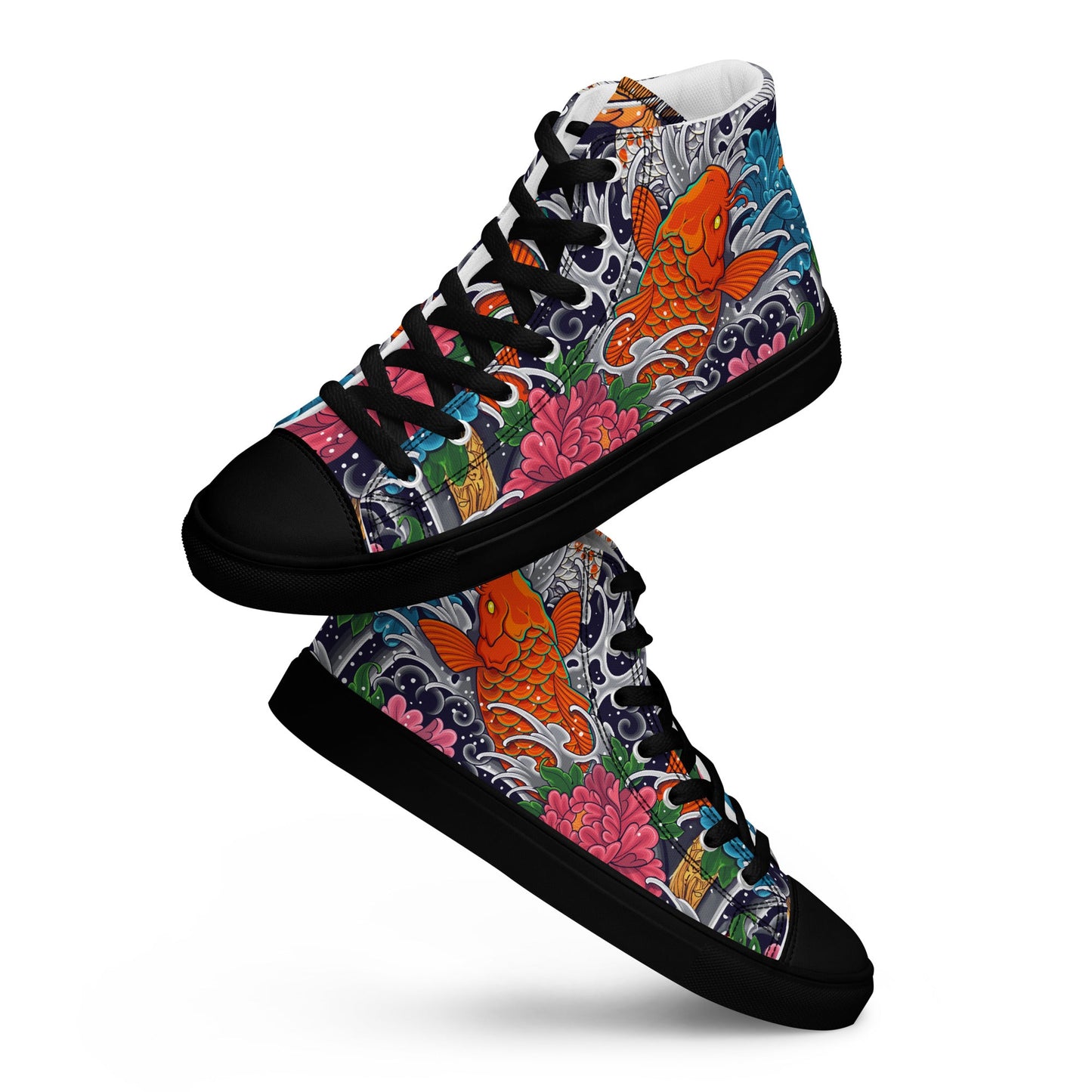 Unisex high top canvas shoes - Koi Fish - Shoes