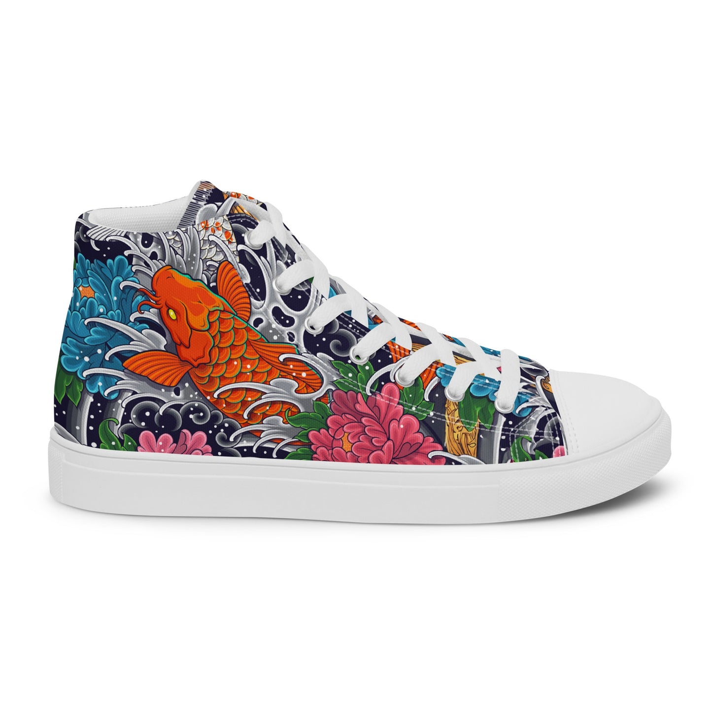 Unisex high top canvas shoes - Koi Fish - Shoes