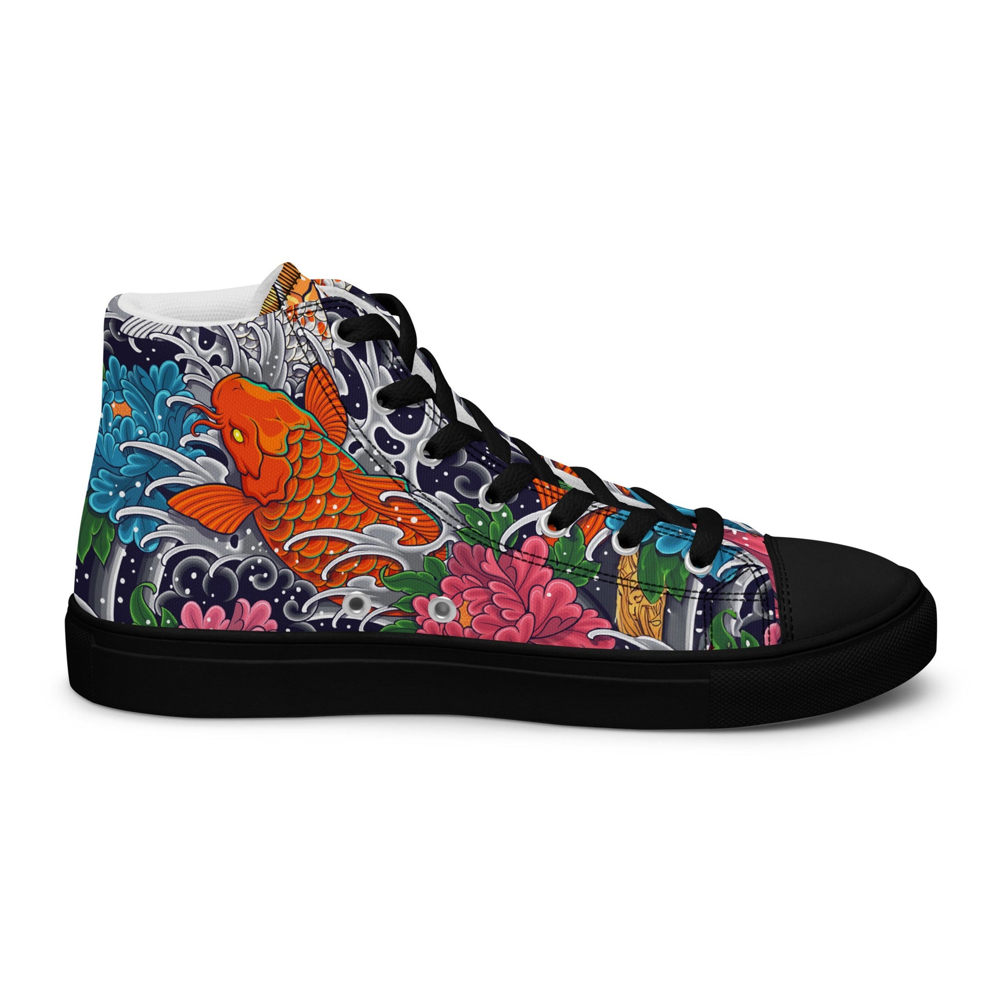 Unisex high top canvas shoes - Koi Fish - Shoes