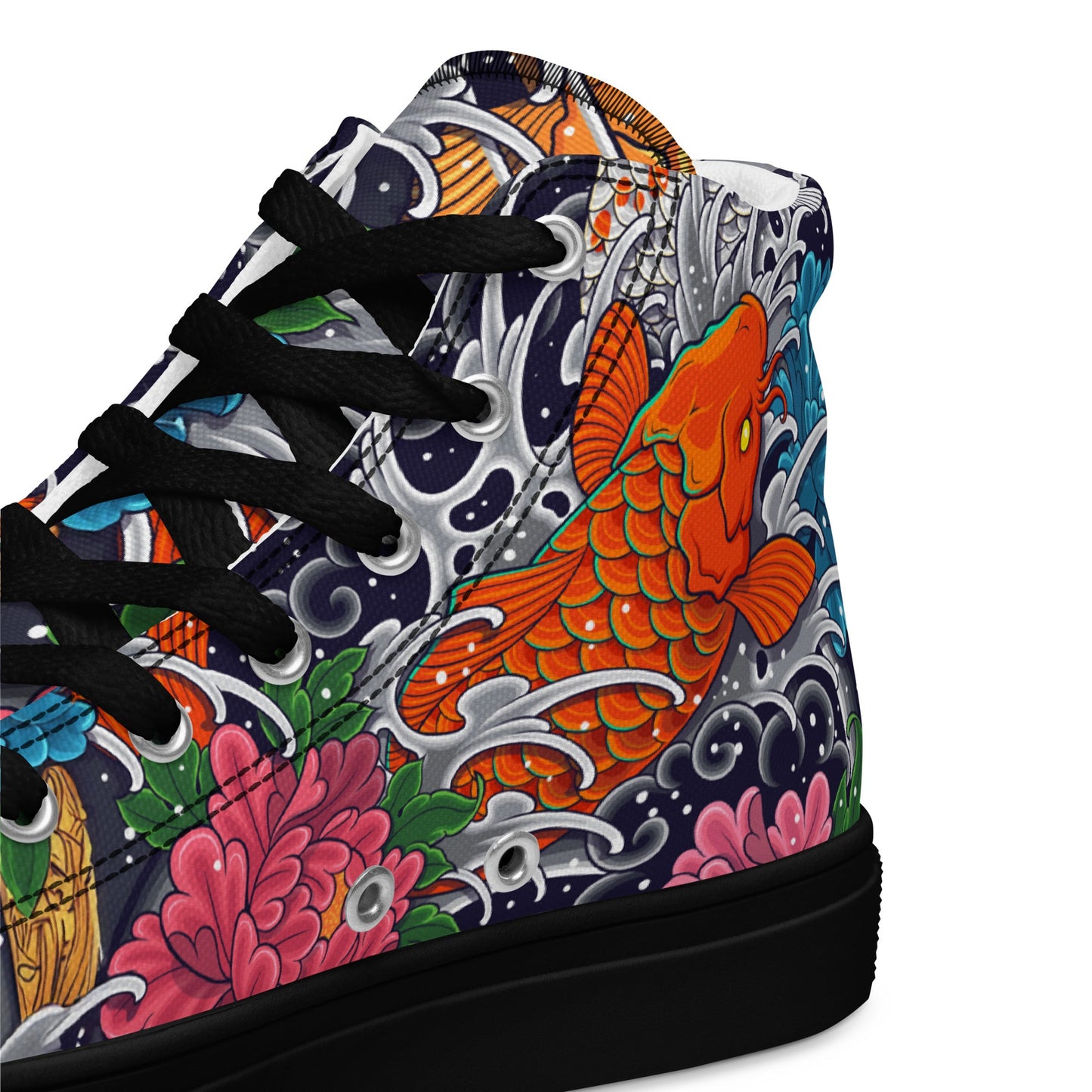 Unisex high top canvas shoes - Koi Fish - Shoes