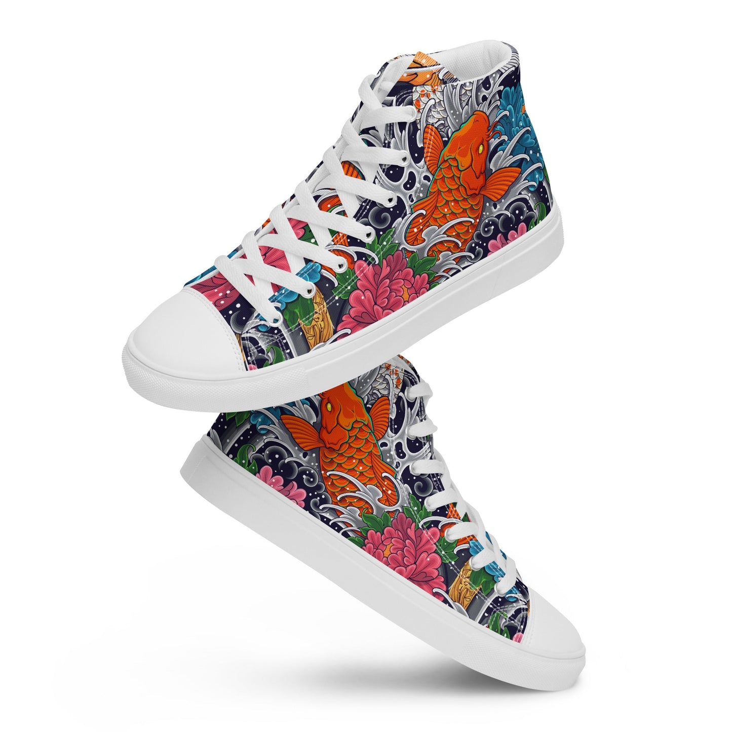 Unisex high top canvas shoes - Koi Fish - Shoes