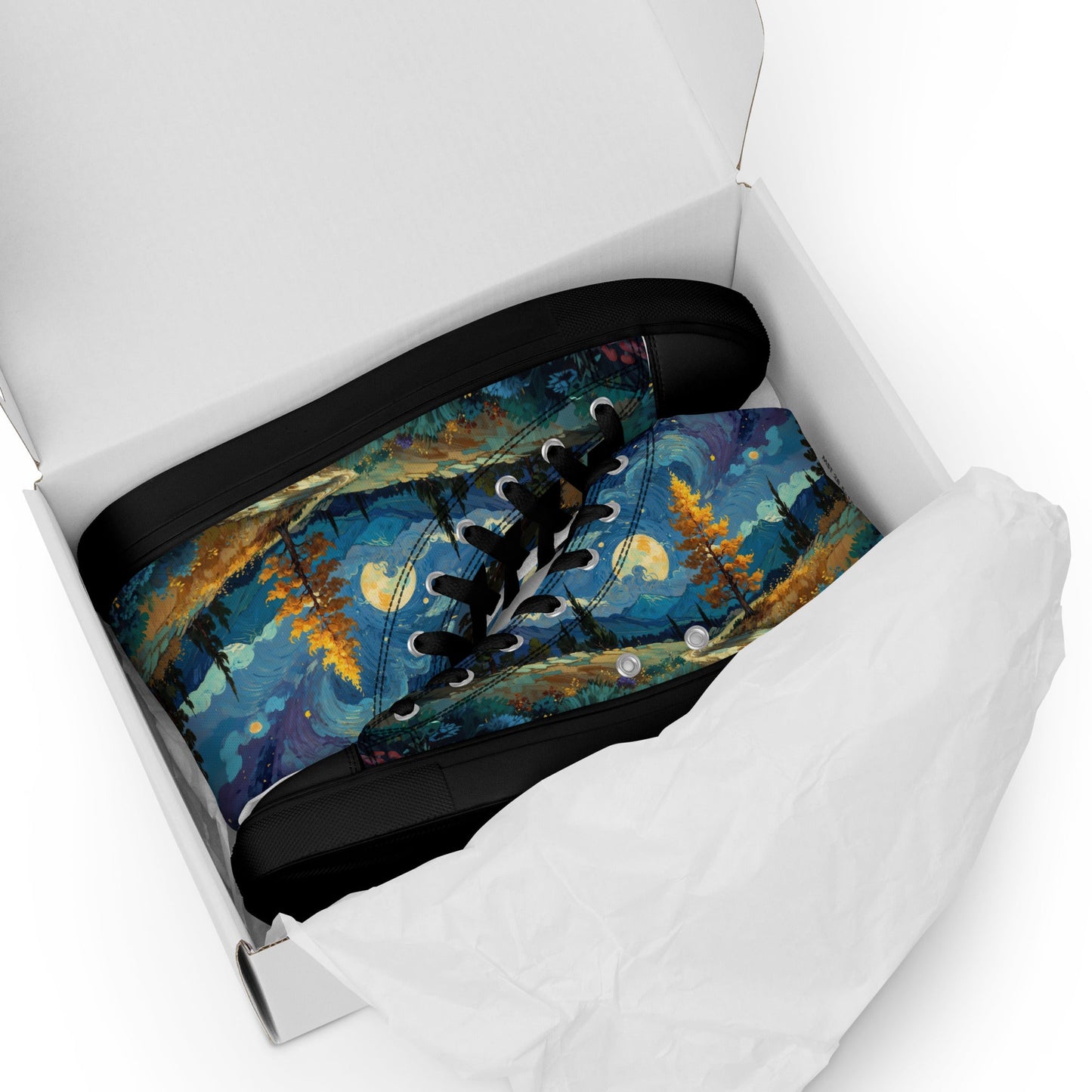 Unisex high top canvas shoes - Lanscape painting - Shoes