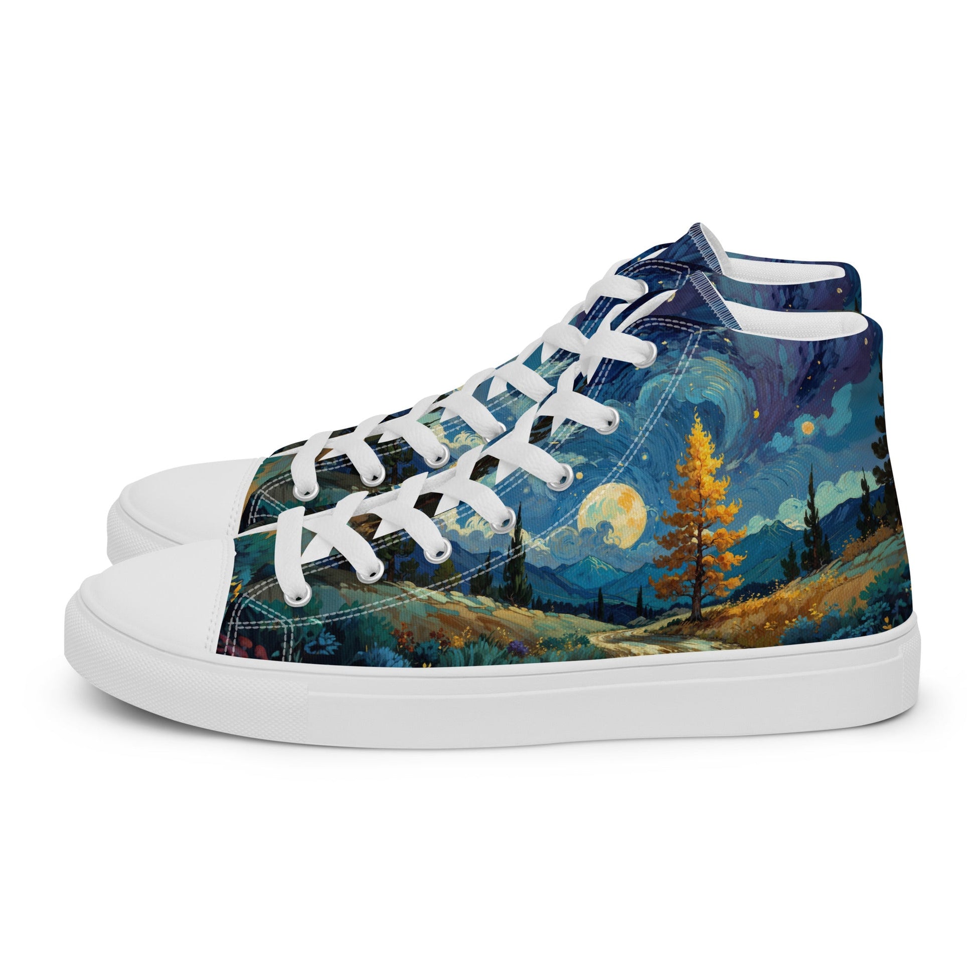 Unisex high top canvas shoes - Lanscape painting - Shoes