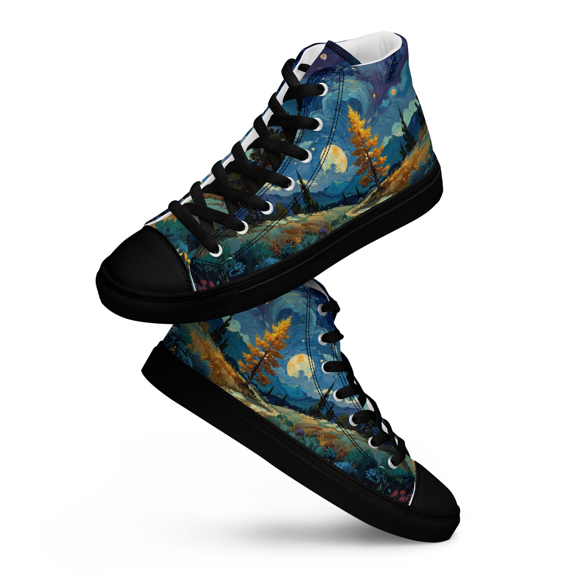 Unisex high top canvas shoes - Lanscape painting - Shoes