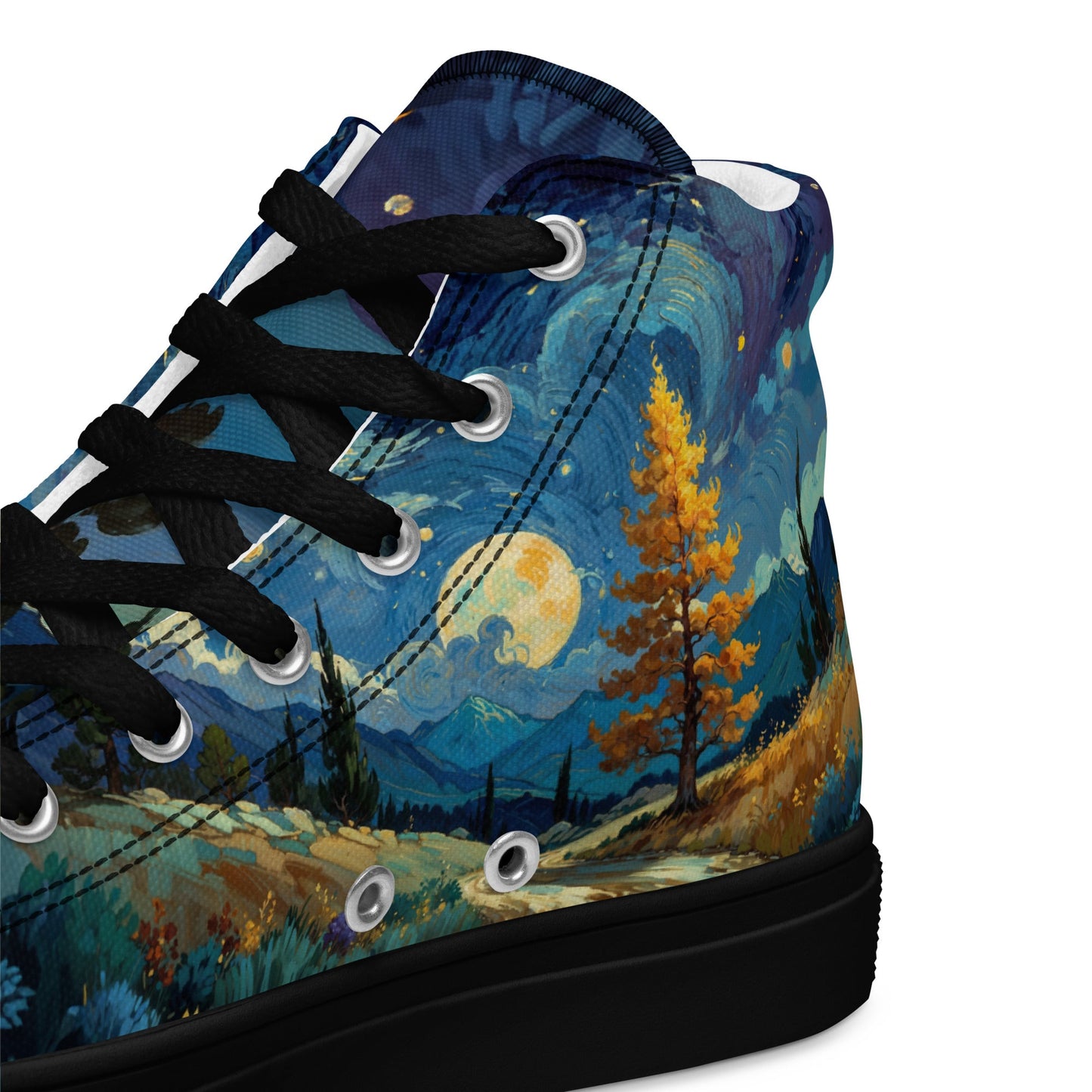 Unisex high top canvas shoes - Lanscape painting - Shoes