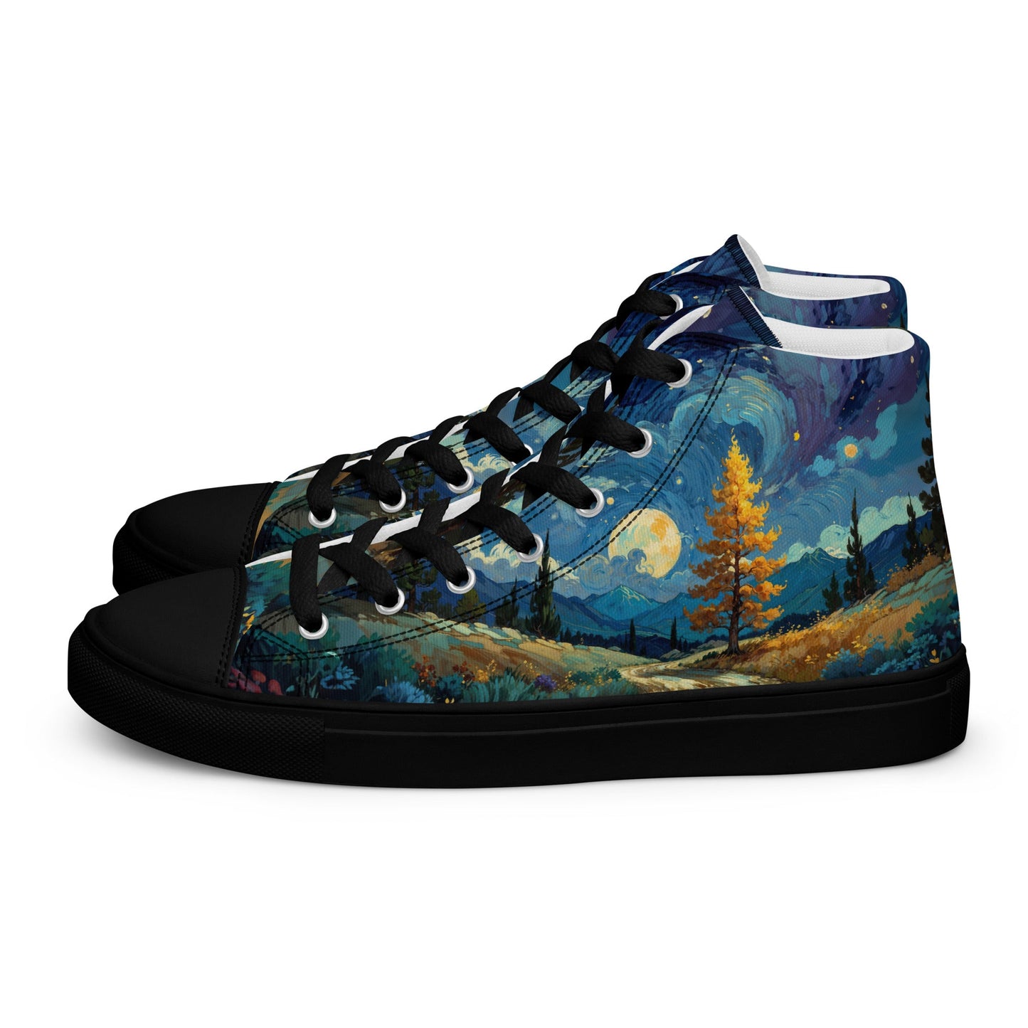 Unisex high top canvas shoes - Lanscape painting - Shoes