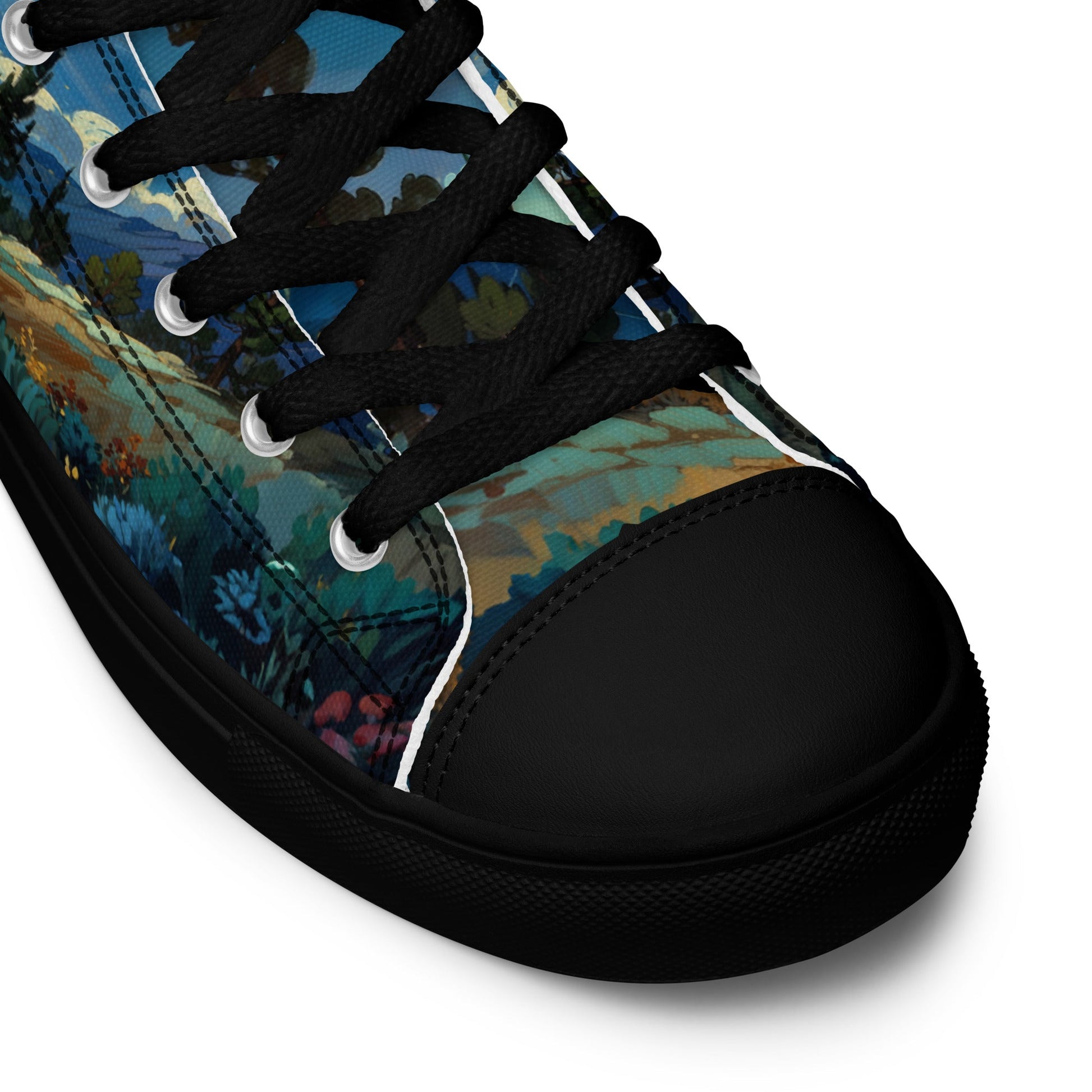 Unisex high top canvas shoes - Lanscape painting - Shoes