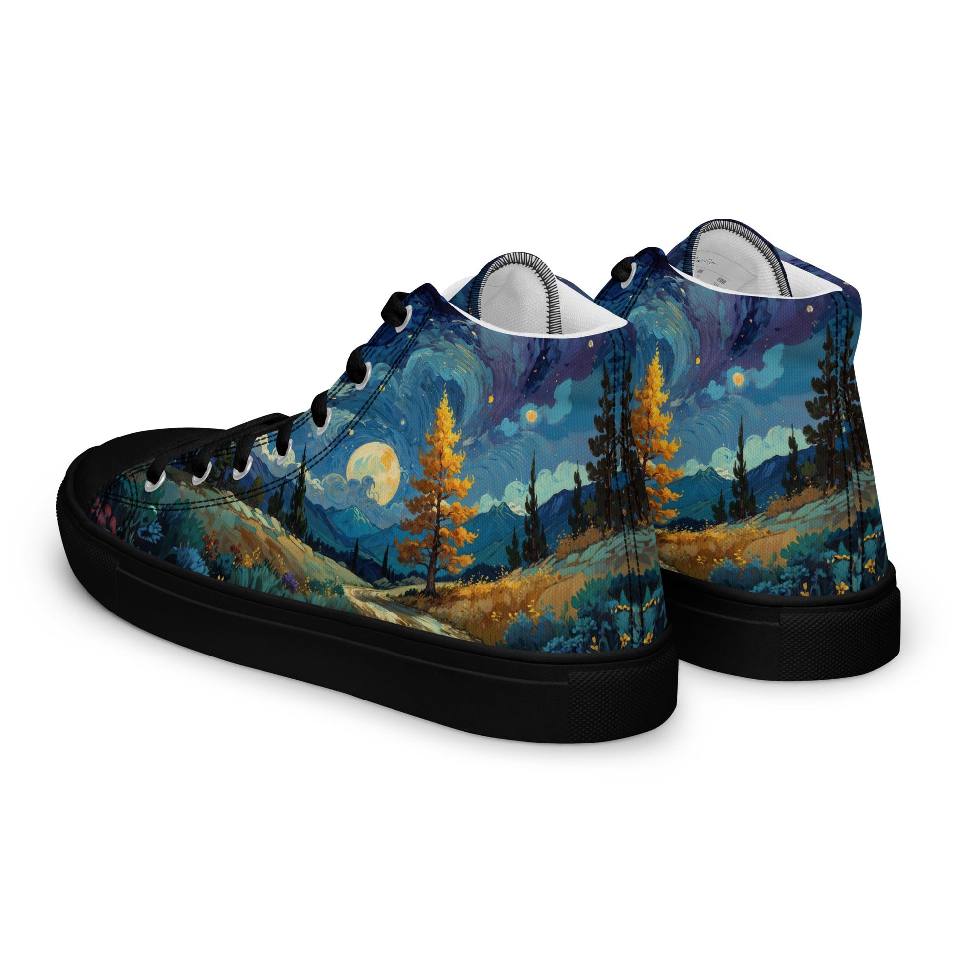 Unisex high top canvas shoes - Lanscape painting - Shoes