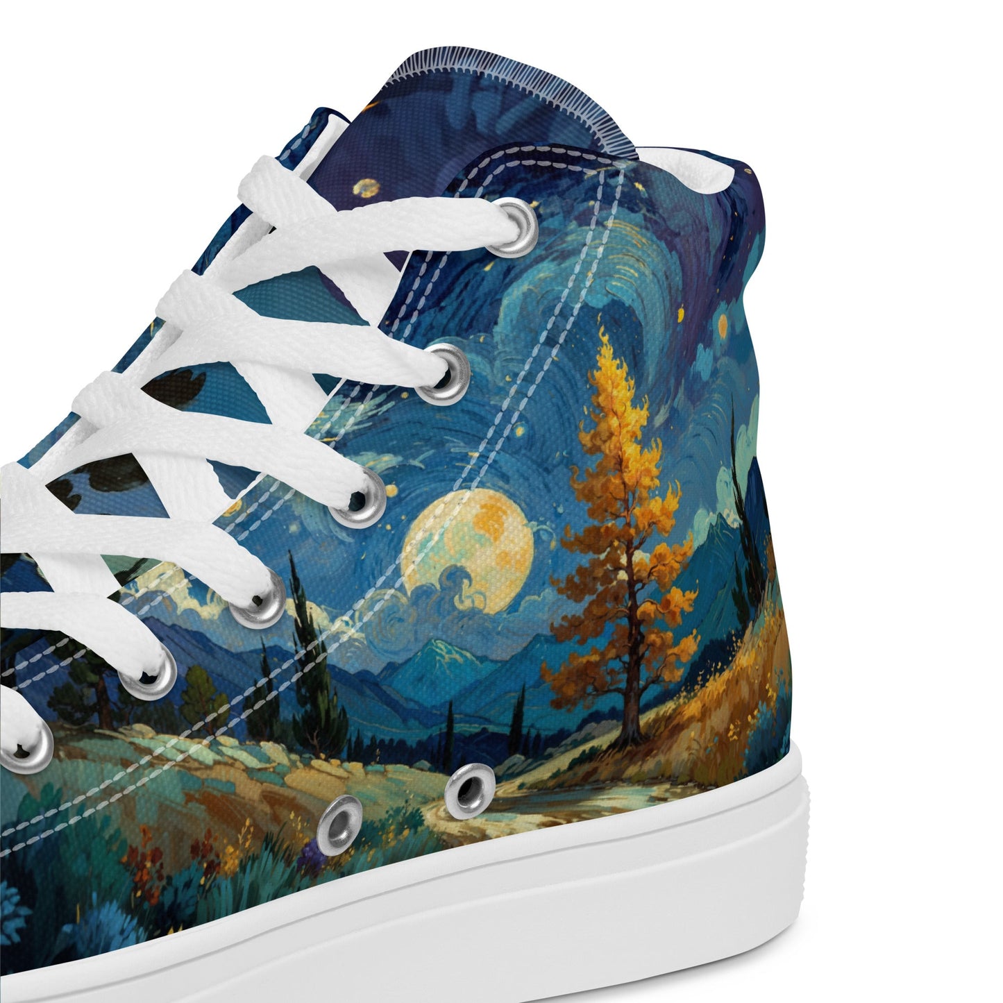 Unisex high top canvas shoes - Lanscape painting - Shoes