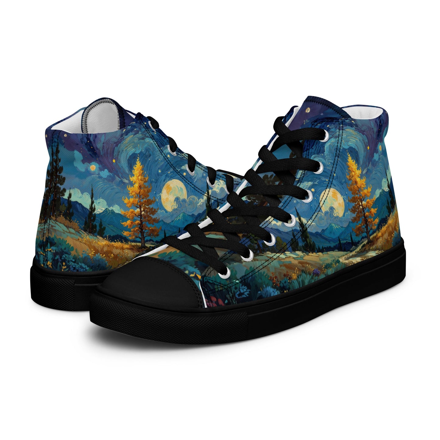 Unisex high top canvas shoes - Lanscape painting - Shoes