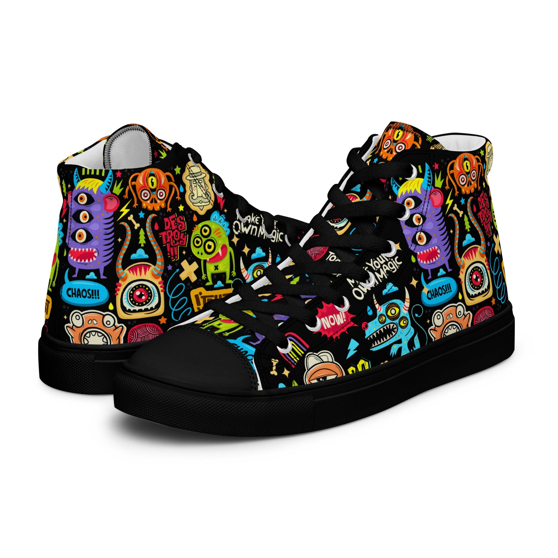 Unisex high top canvas shoes - Little monsters - Shoes