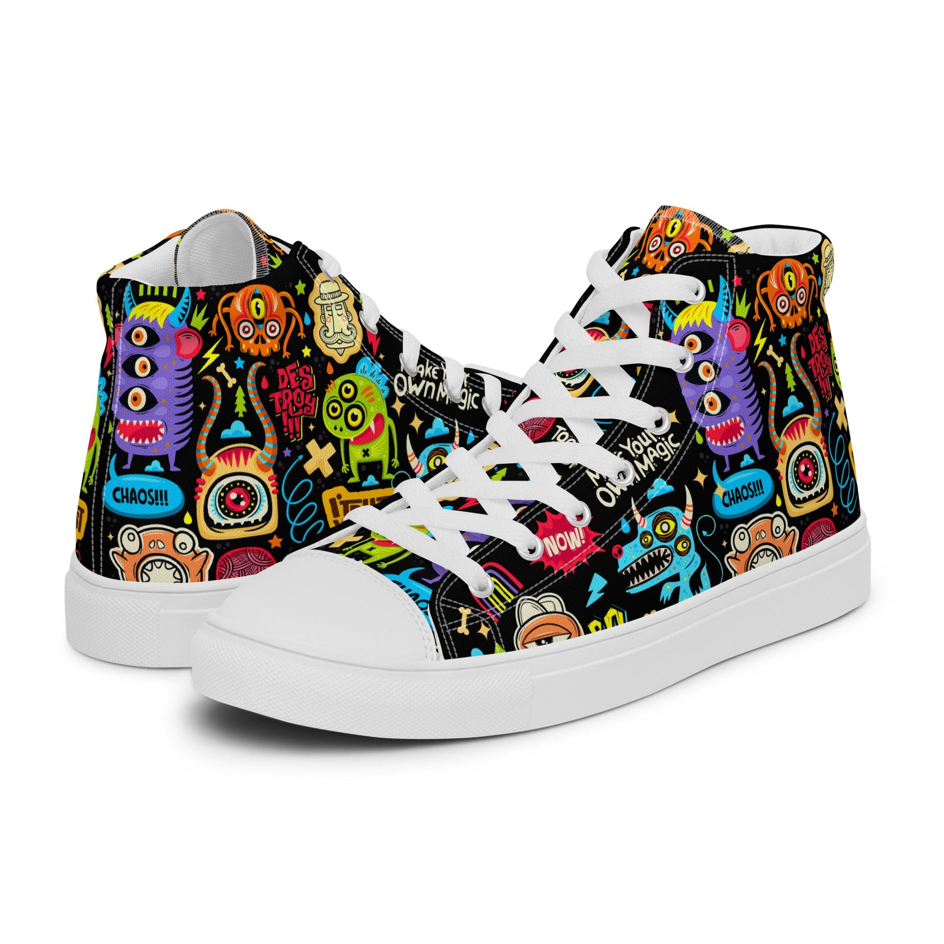 Unisex high top canvas shoes - Little monsters - Shoes